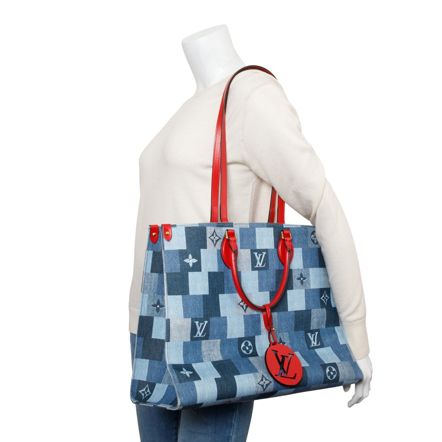 Louis Vuitton Blue Monogram Damier Denim OnTheGo GM