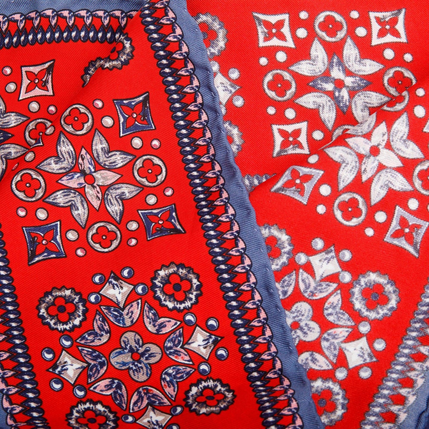 Louis Vuitton Blue Wrap Monogram Flower Silk Scarf