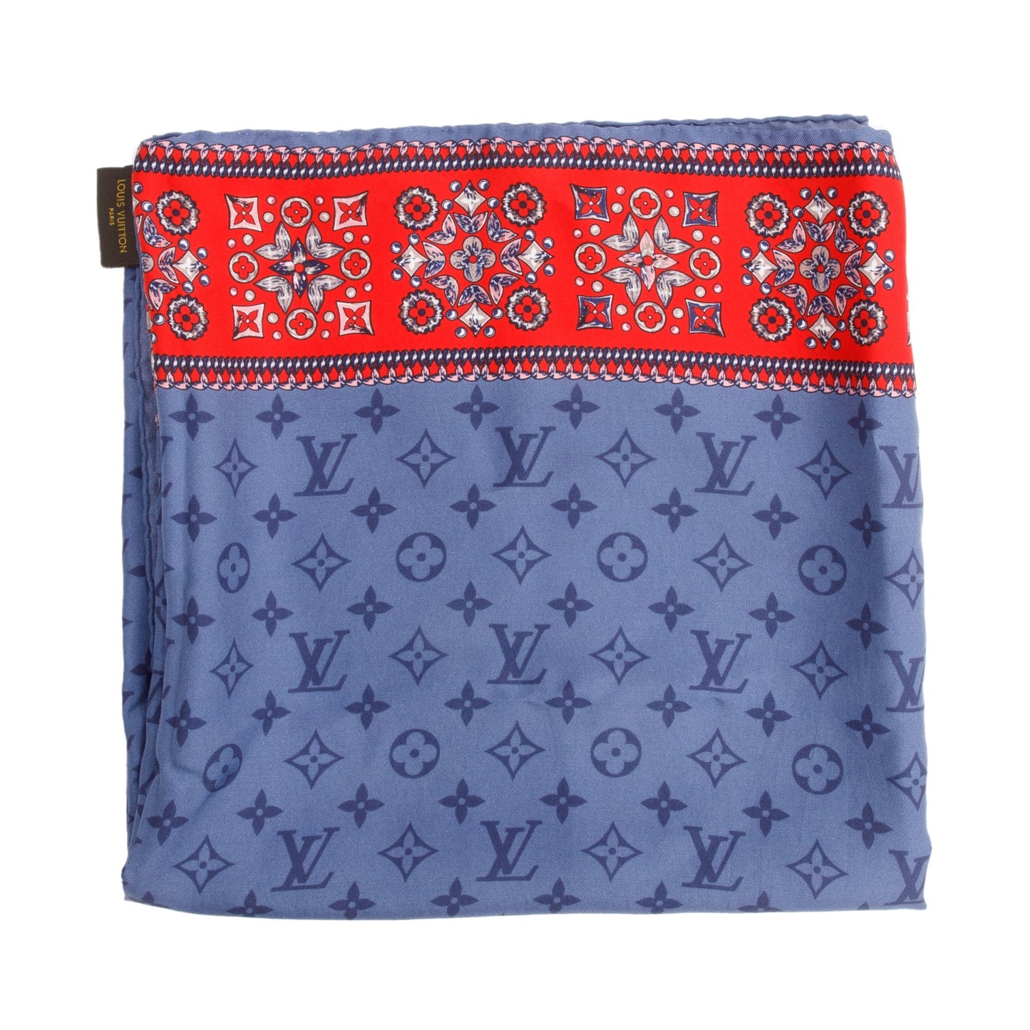 Louis Vuitton Blue Wrap Monogram Flower Silk Scarf