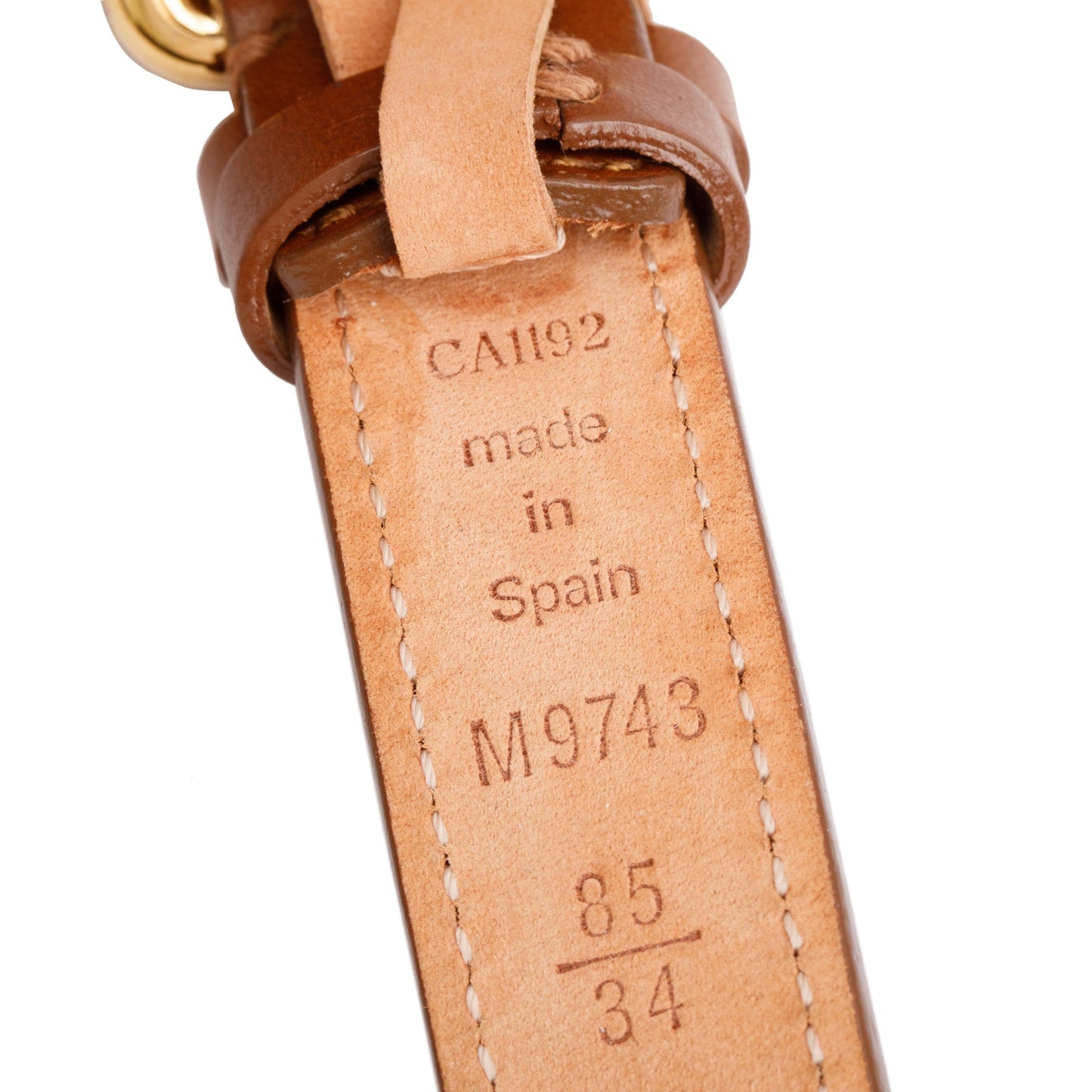 Louis Vuitton Bron Leather Studded 20MM Belt 85 34
