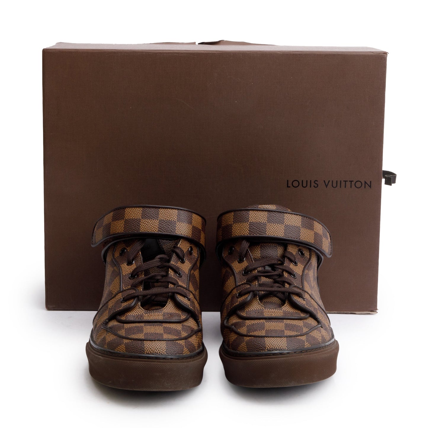 Louis Vuitton Brown Damier Ebene Canvas Acapulco Mid-Top Sneakers, Size 9