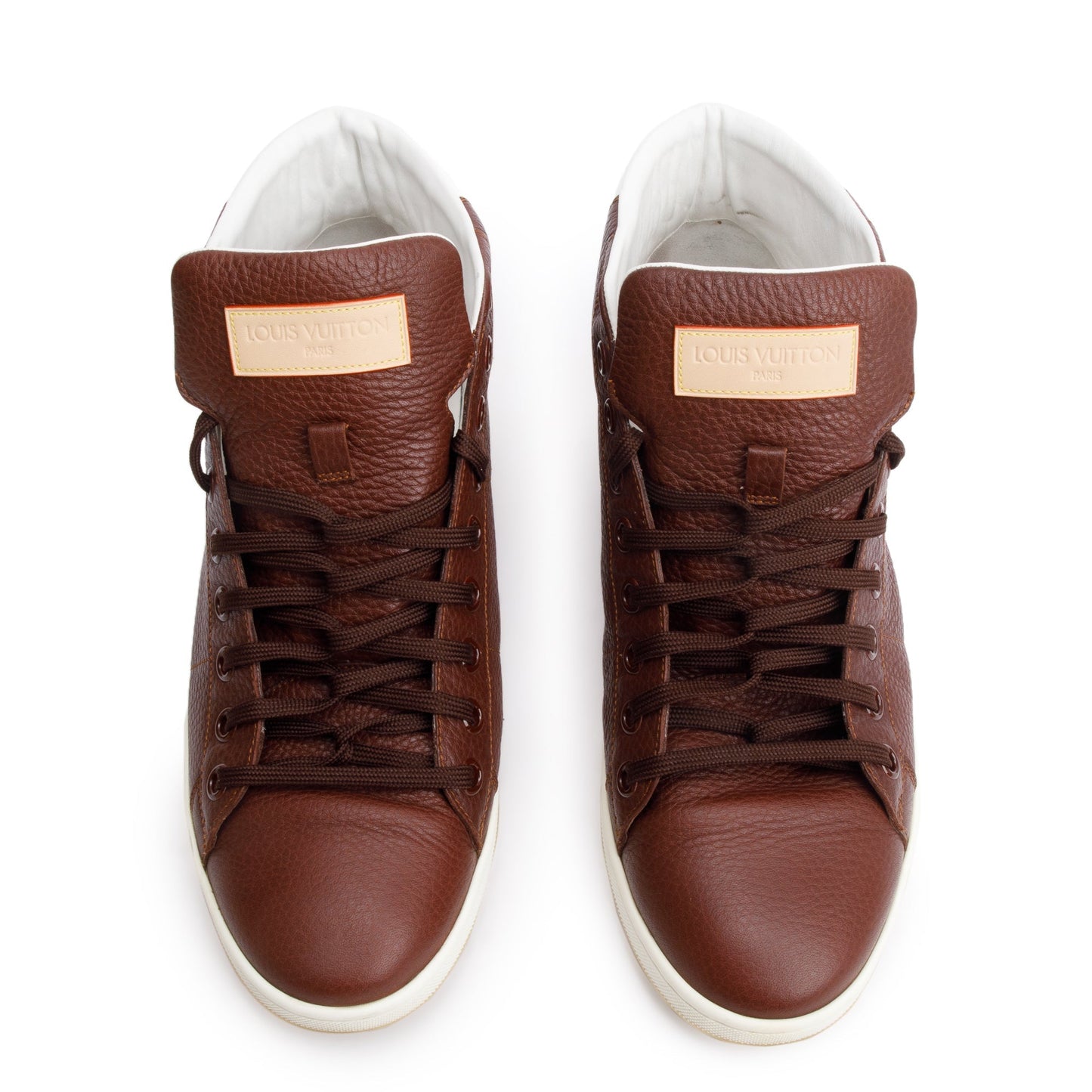 Louis Vuitton Brown Leather Surfside High-Top Sneakers, Size 8