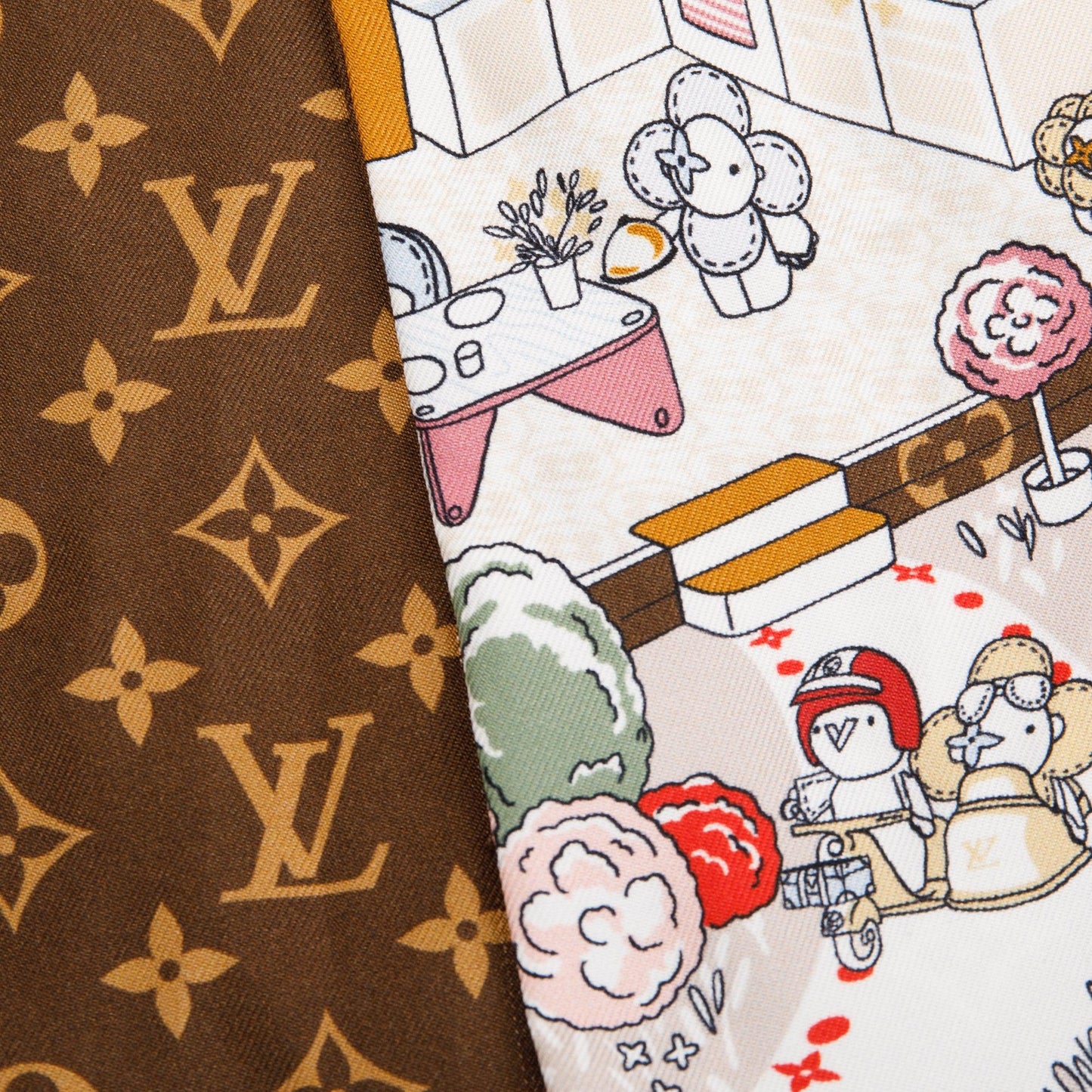 Louis Vuitton Brown Monogram & Multicolour Silk Vivienne World Bandeau