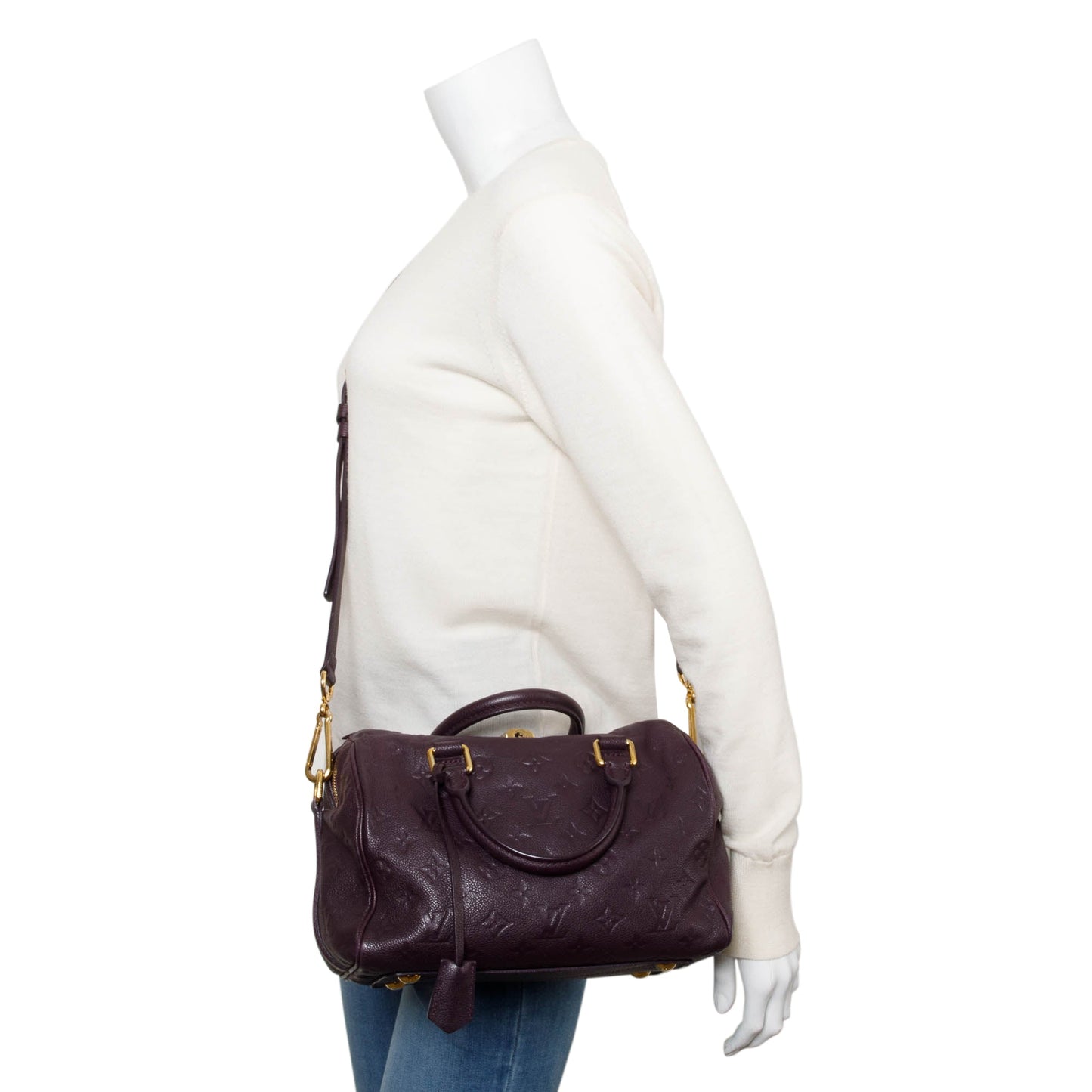 Louis Vuitton Burgundy Monogram Empreinte Leather Speedy Bandouliere 25