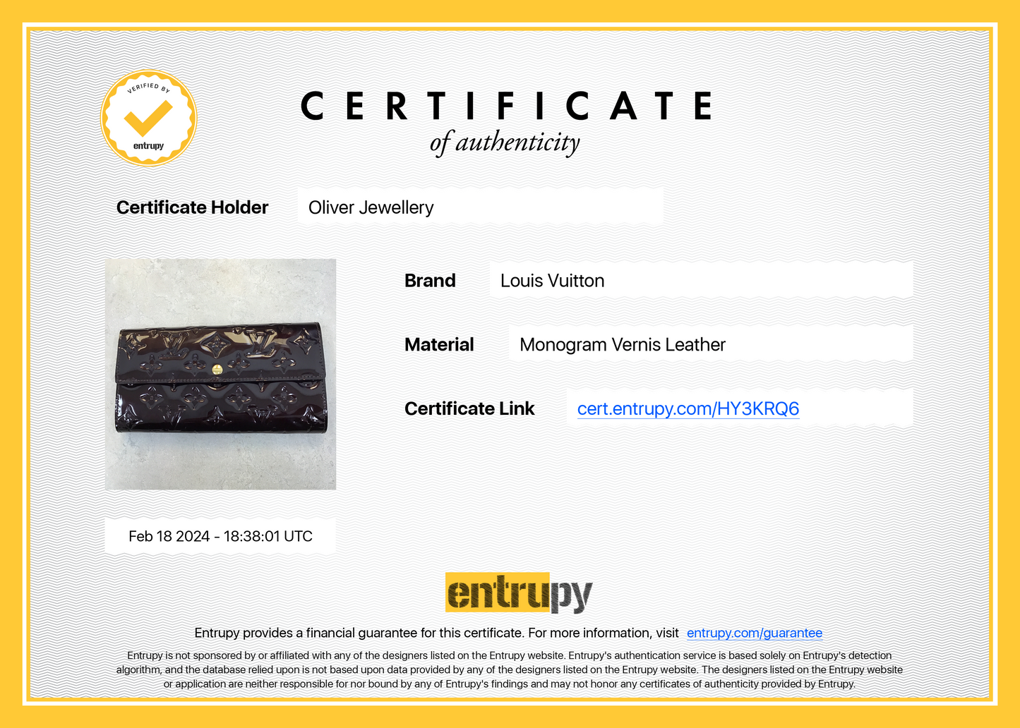 Louis Vuitton Burgundy Monogram Vernis Sarah Wallet
