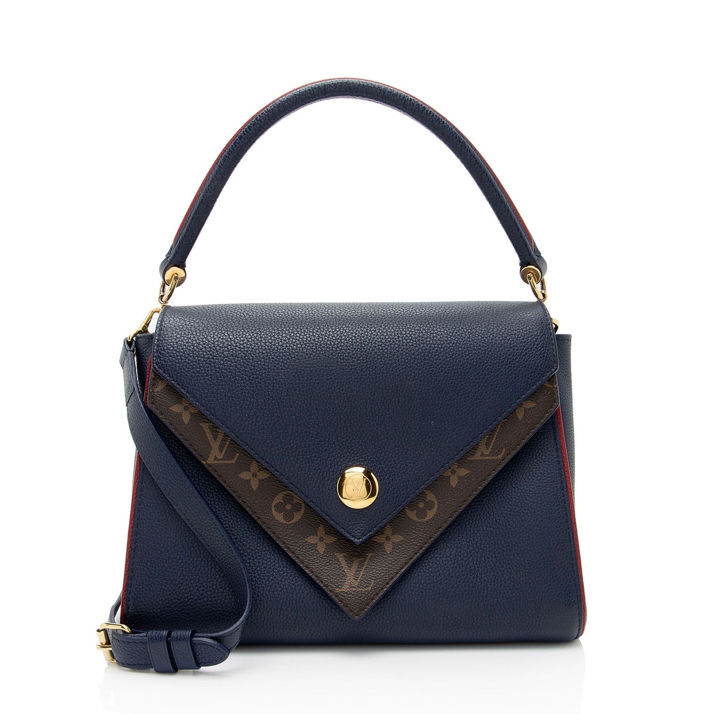 Louis Vuitton Calf Leather Monogram Canvas Double V Satchel