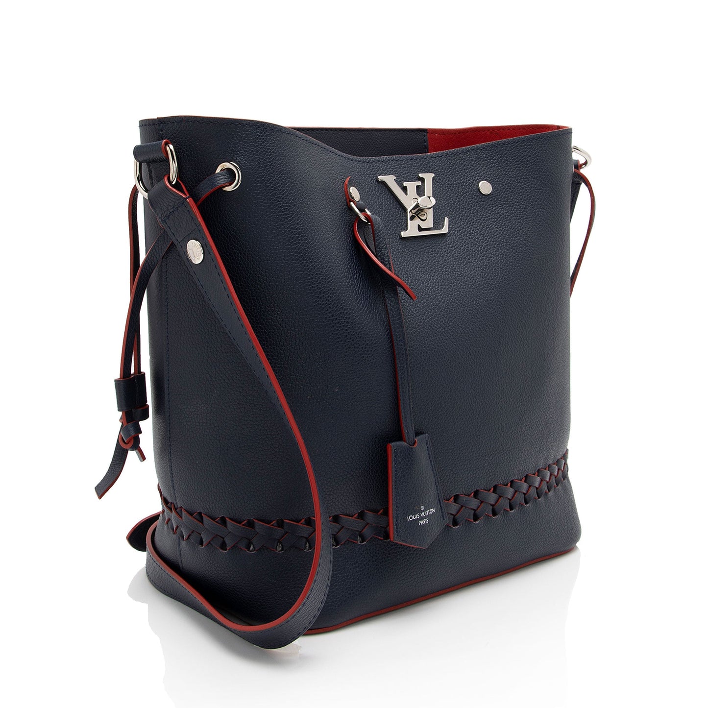 Louis Vuitton Calfskin Braided Lockme Bucket Bag (SHF-bMf3Q3)