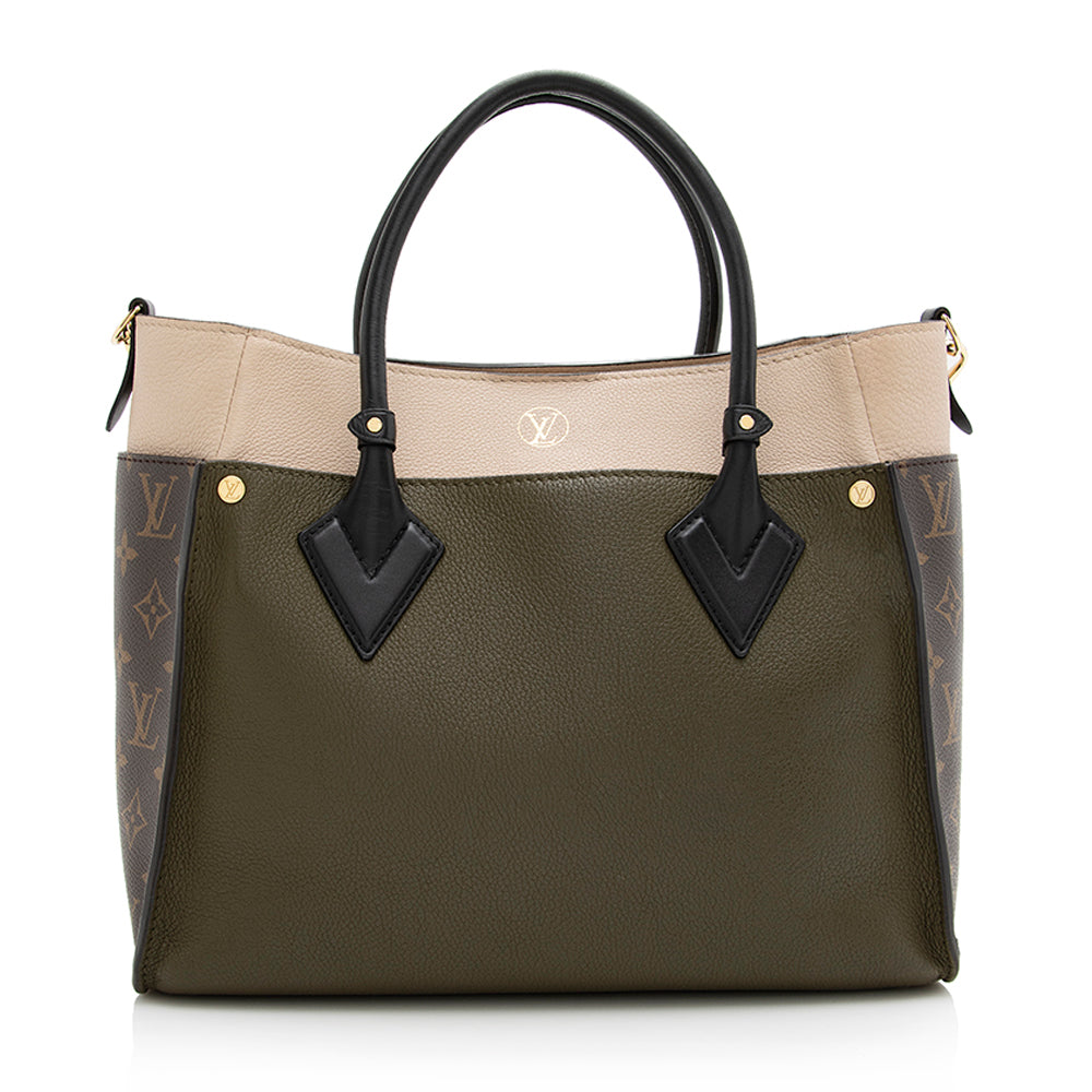Louis Vuitton Calfskin Monogram Canvas On My Side MM Tote (SHF-21612)