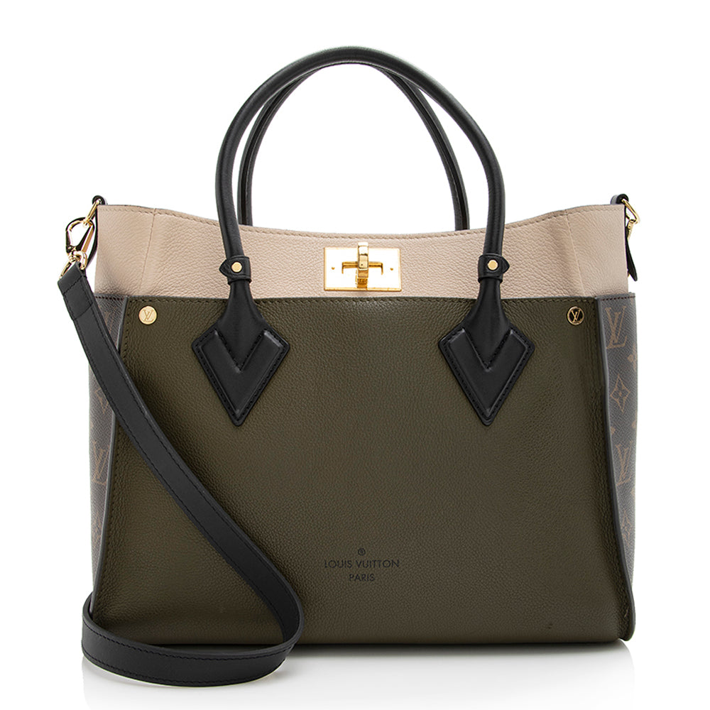 Louis Vuitton Calfskin Monogram Canvas On My Side MM Tote (SHF-21612)