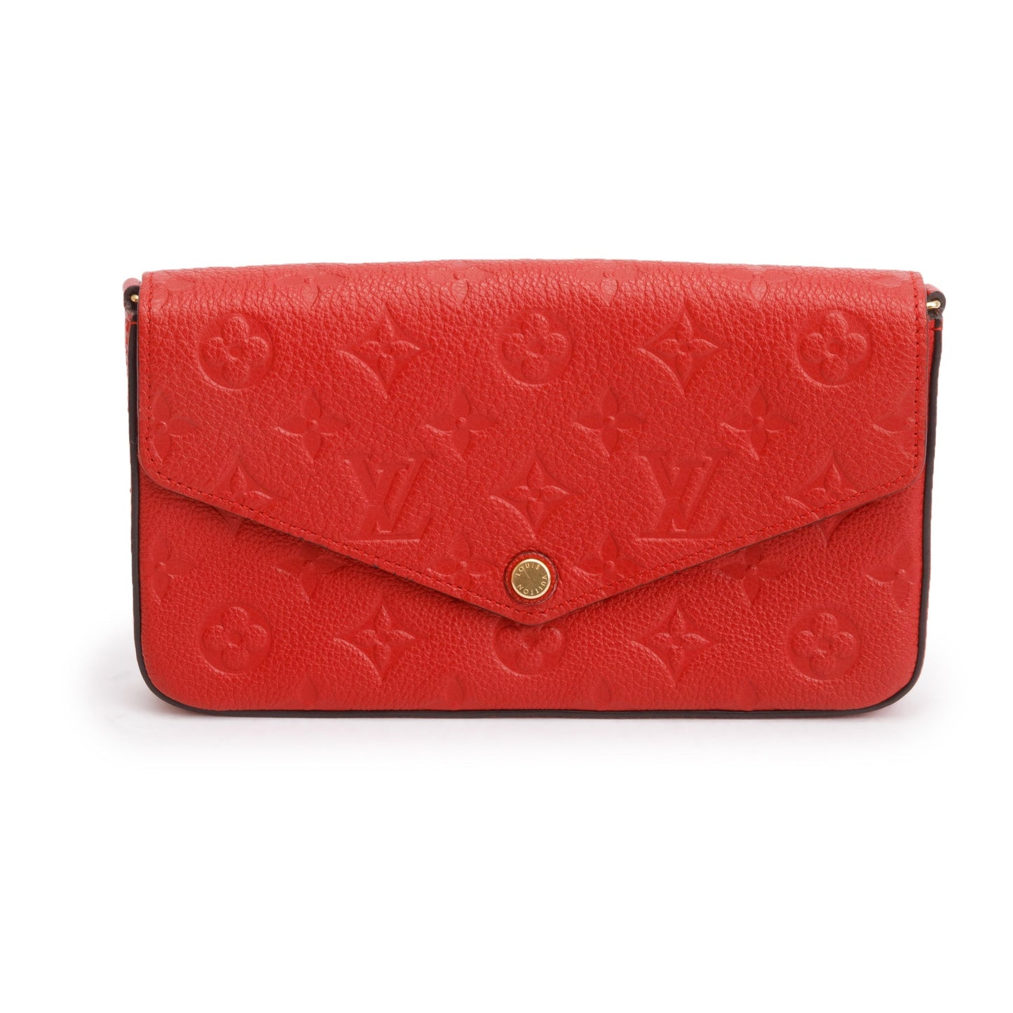 Louis Vuitton Cherry Red Monogram Empreinte Leather Felicie Pochette Chain Wallet