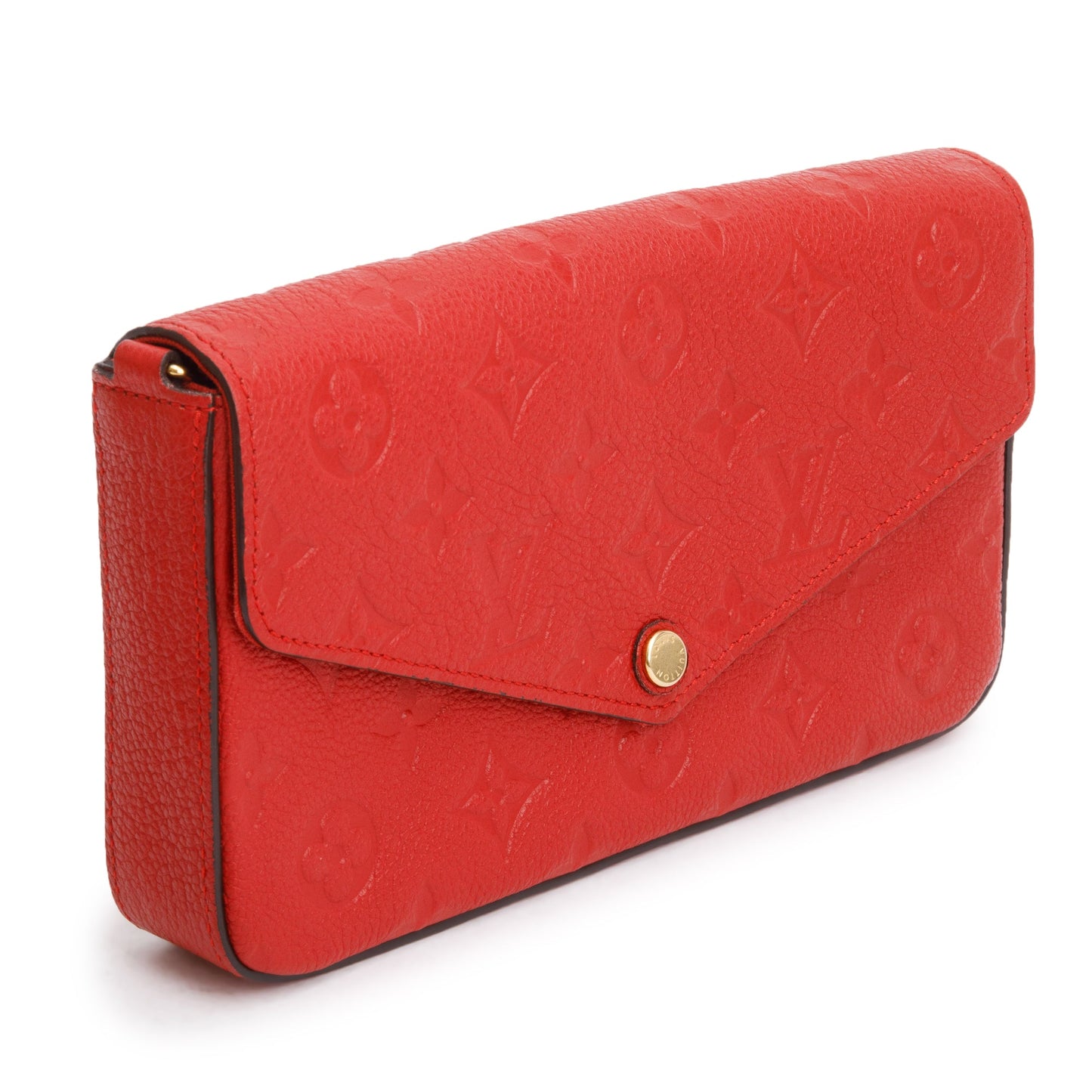 Louis Vuitton Cherry Red Monogram Empreinte Leather Felicie Pochette Chain Wallet