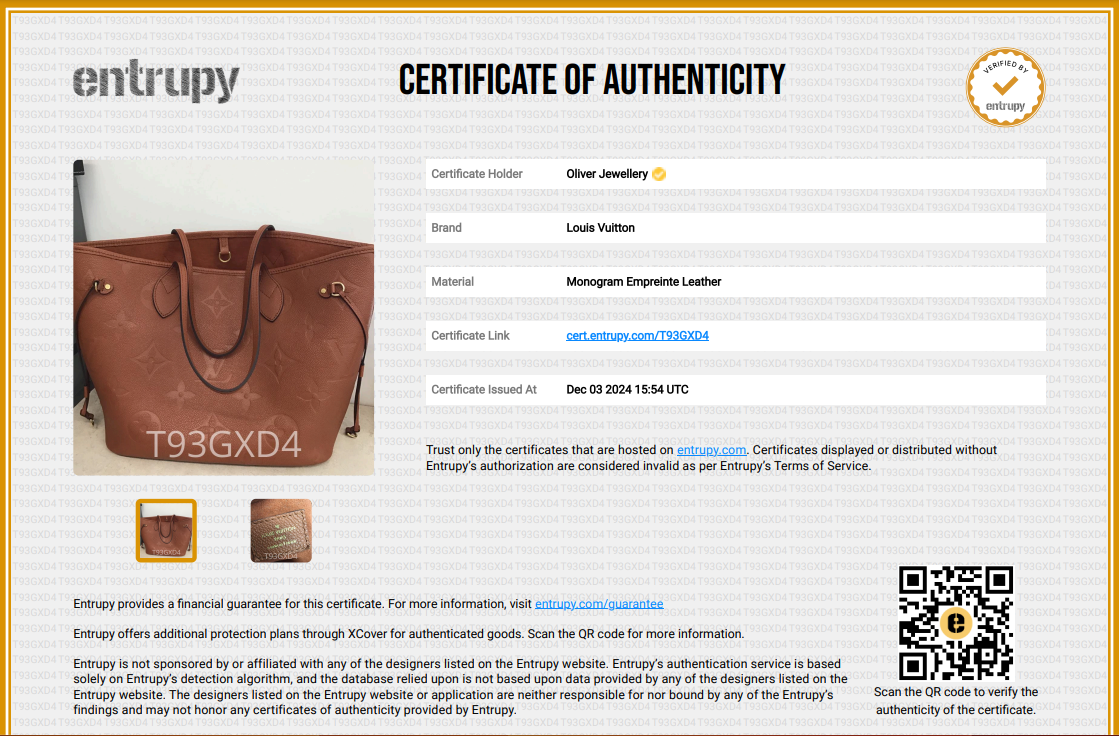 Louis Vuitton Congac Monogram Giant Empreinte Leather Neverfull MM