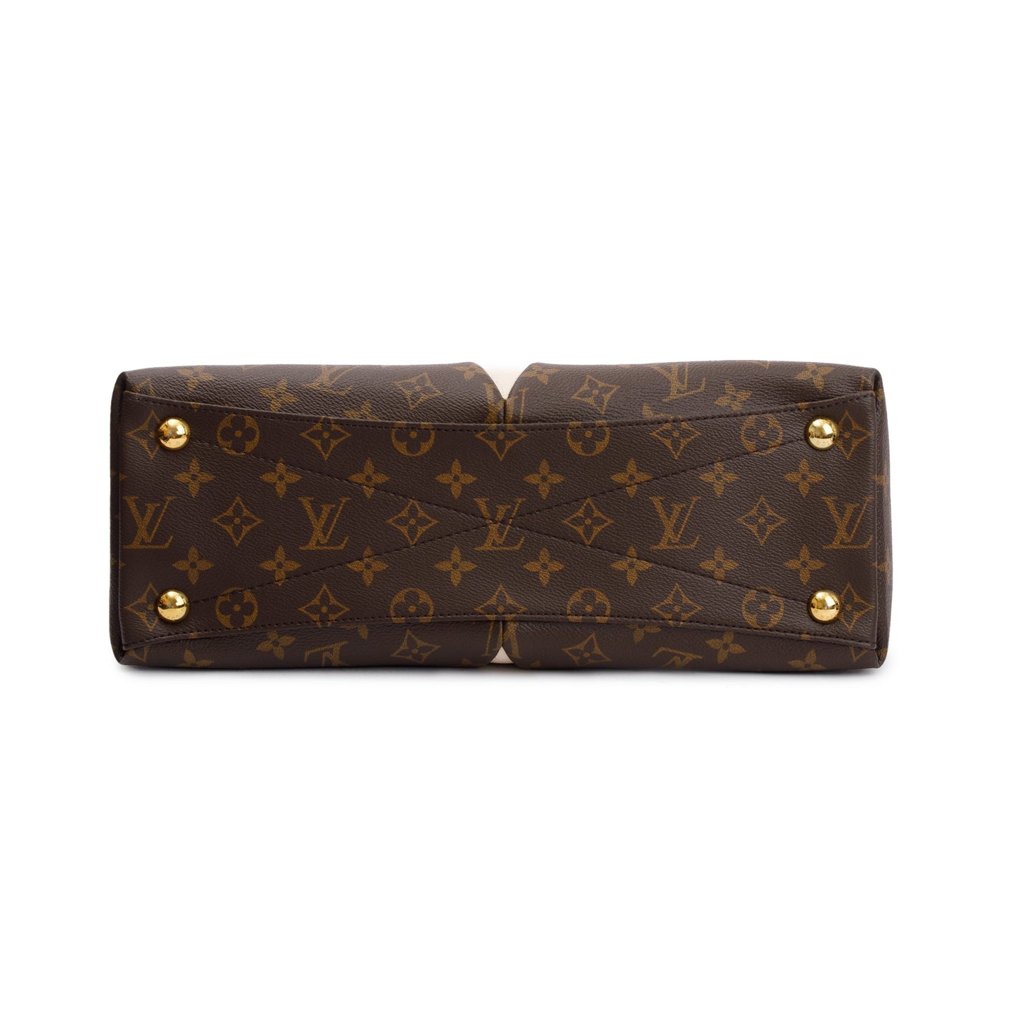 Louis Vuitton Creme & Khaki Leather Monogram V Tote MM