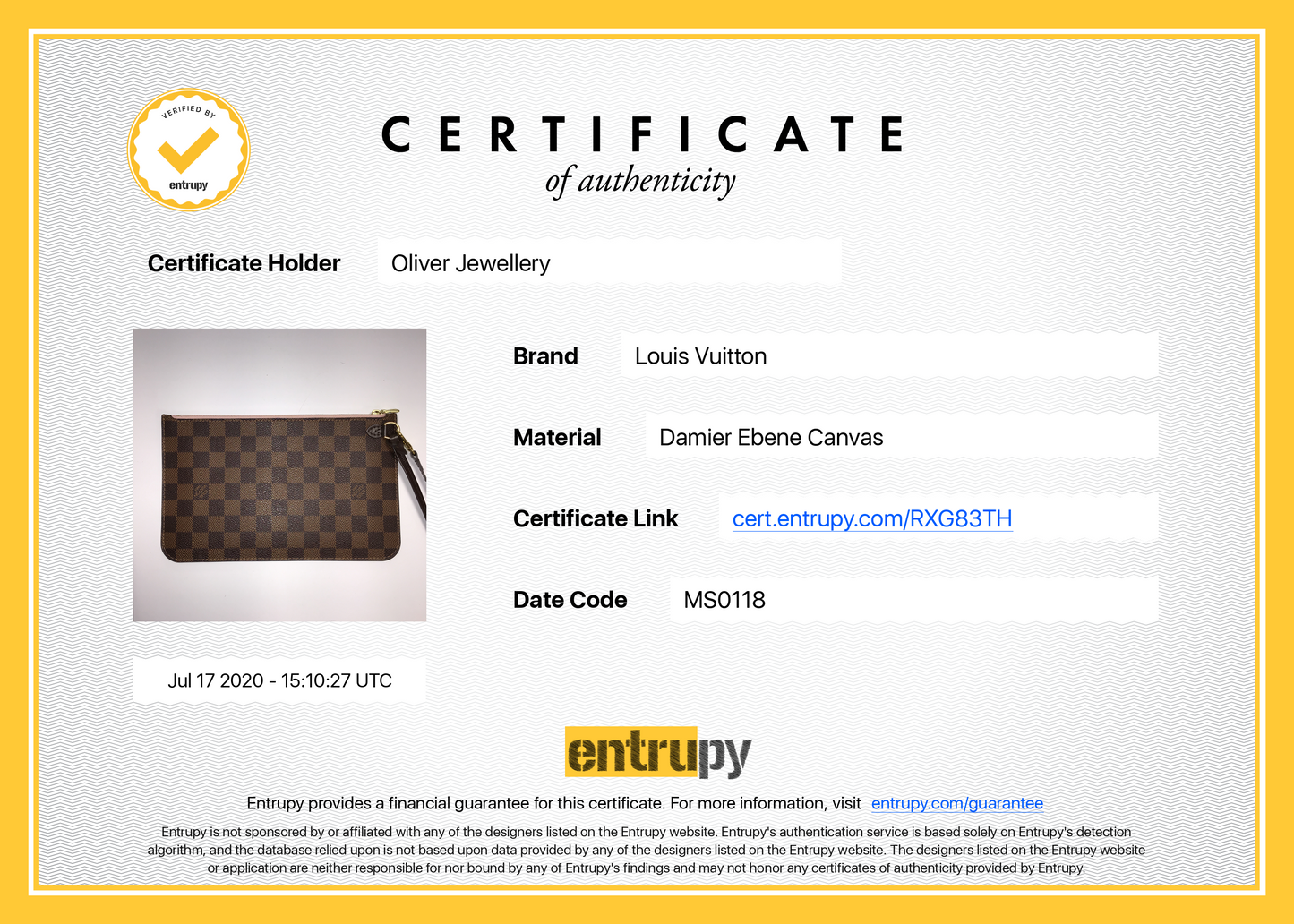 Louis Vuitton Damier 2018 Ebene Neverfull Pochette