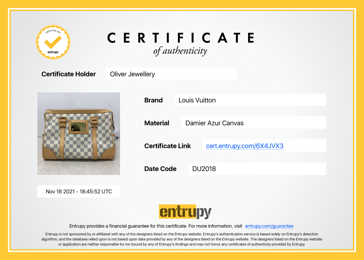 Louis Vuitton Damier Azur Berkeley Bag