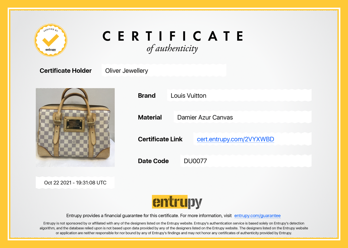 Louis Vuitton Damier Azur Berkeley Bag