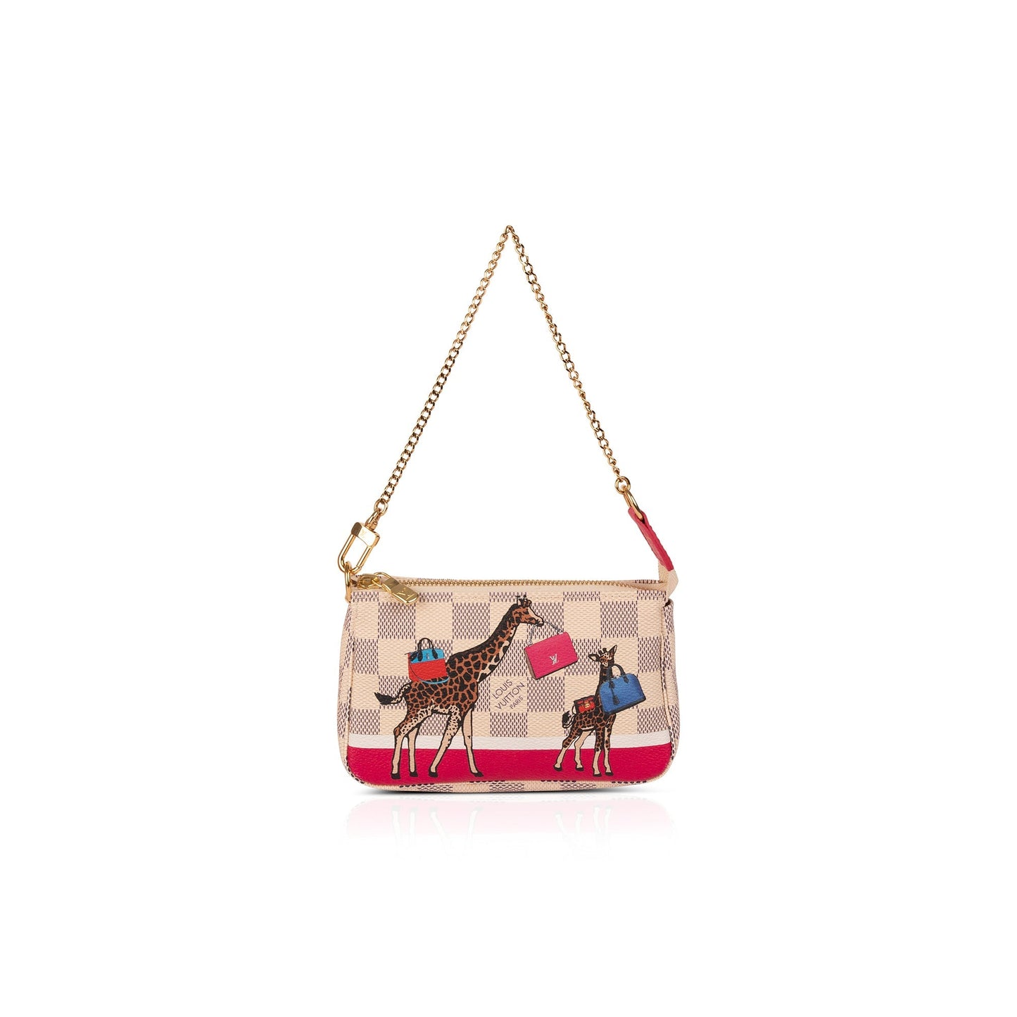 Louis Vuitton Damier Azur Christmas Giraffe Mini Pochette Accessories