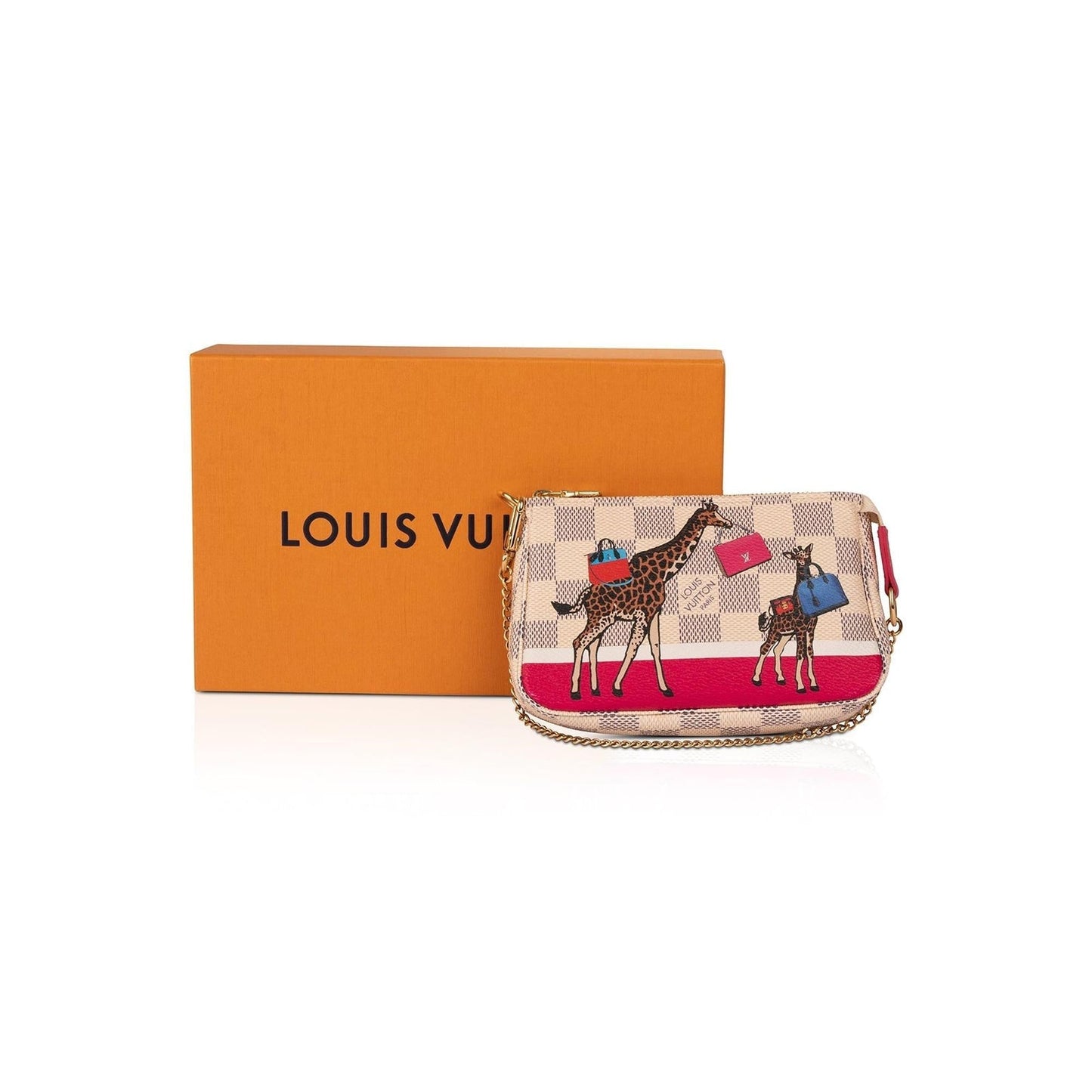 Louis Vuitton Damier Azur Christmas Giraffe Mini Pochette Accessories