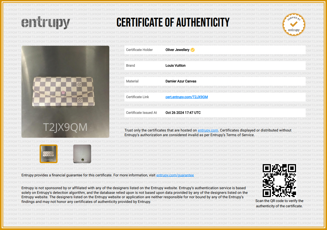 Louis Vuitton Damier Azur Emilie Wallet