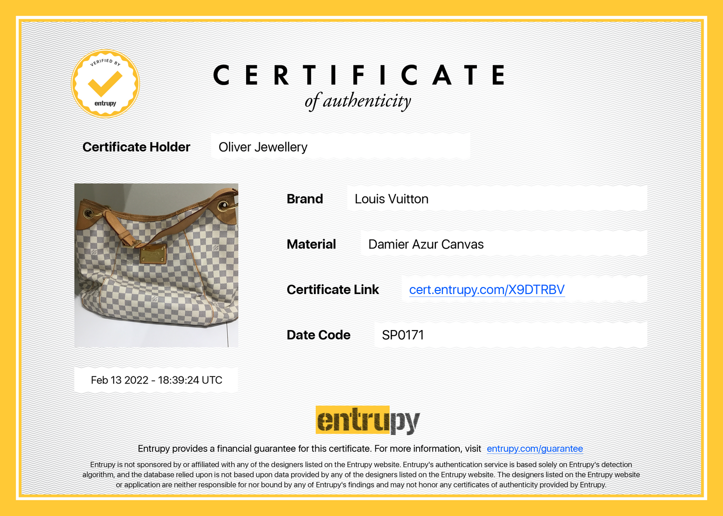 Louis Vuitton Damier Azur Galleria GM