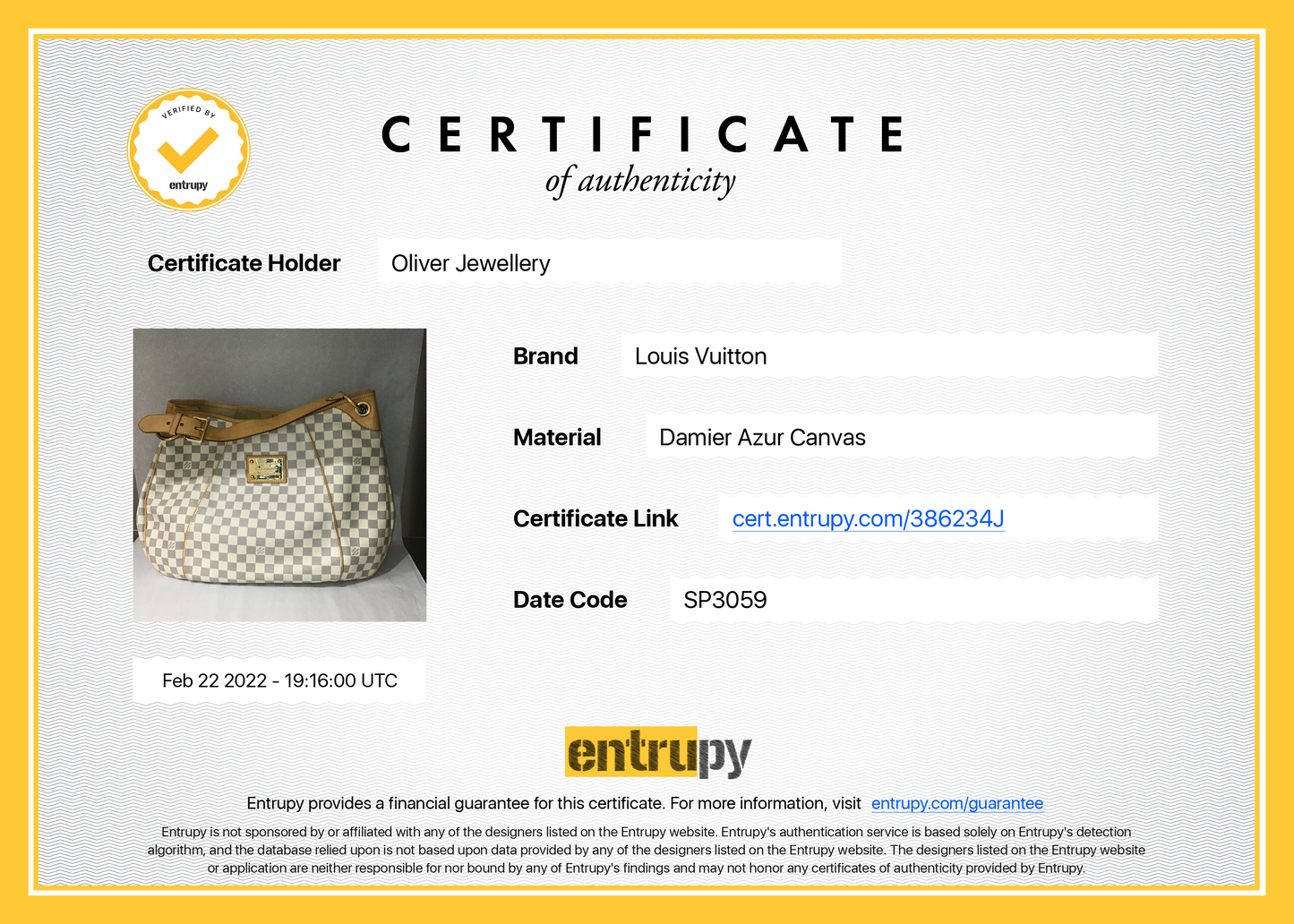 Louis Vuitton Damier Azur Galleria GM