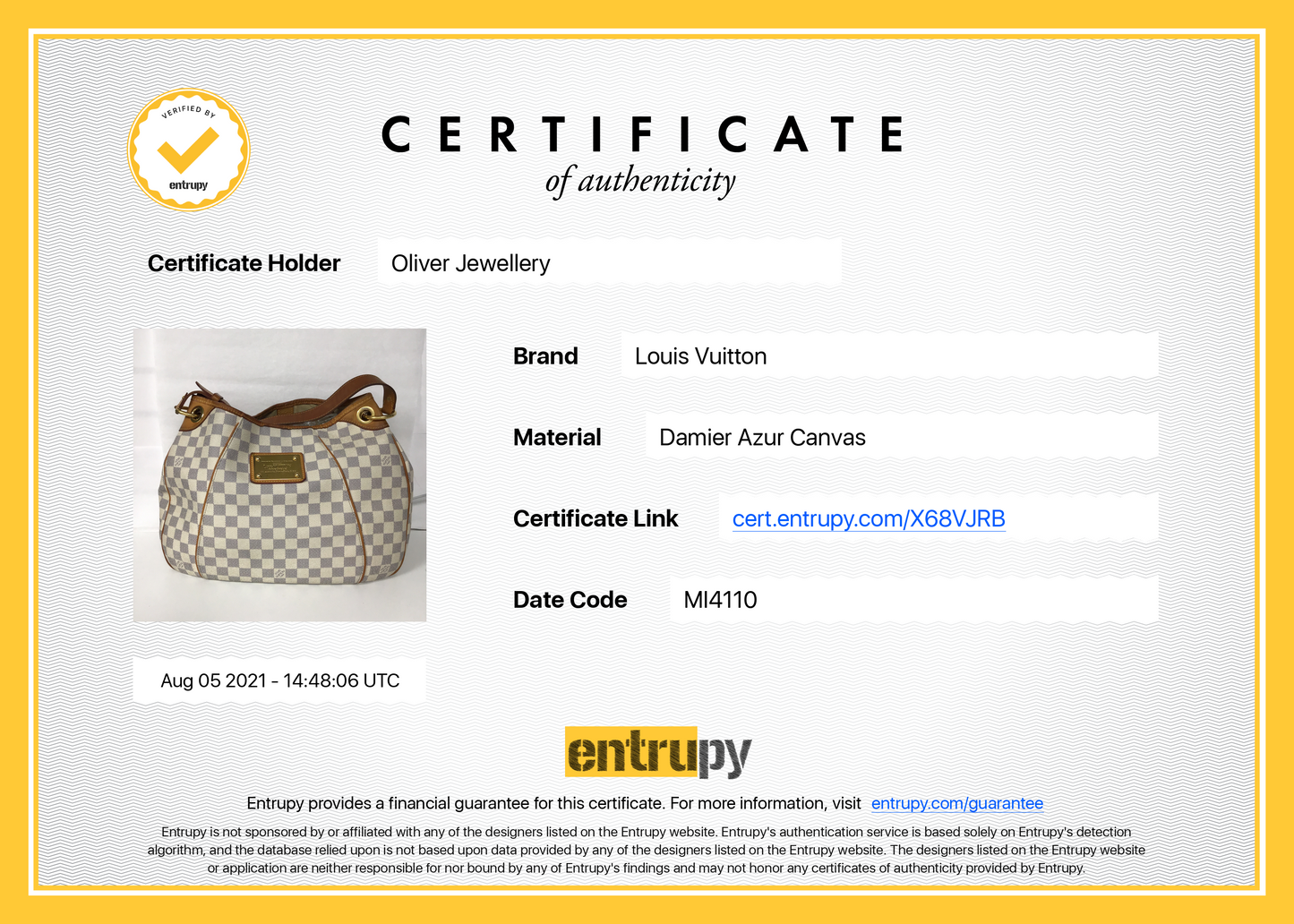 Louis Vuitton Damier Azur Galleria PM
