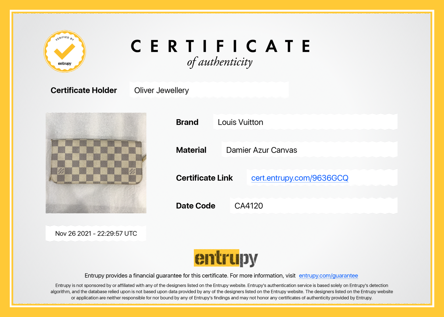 Louis Vuitton Damier Azur Insolite Wallet