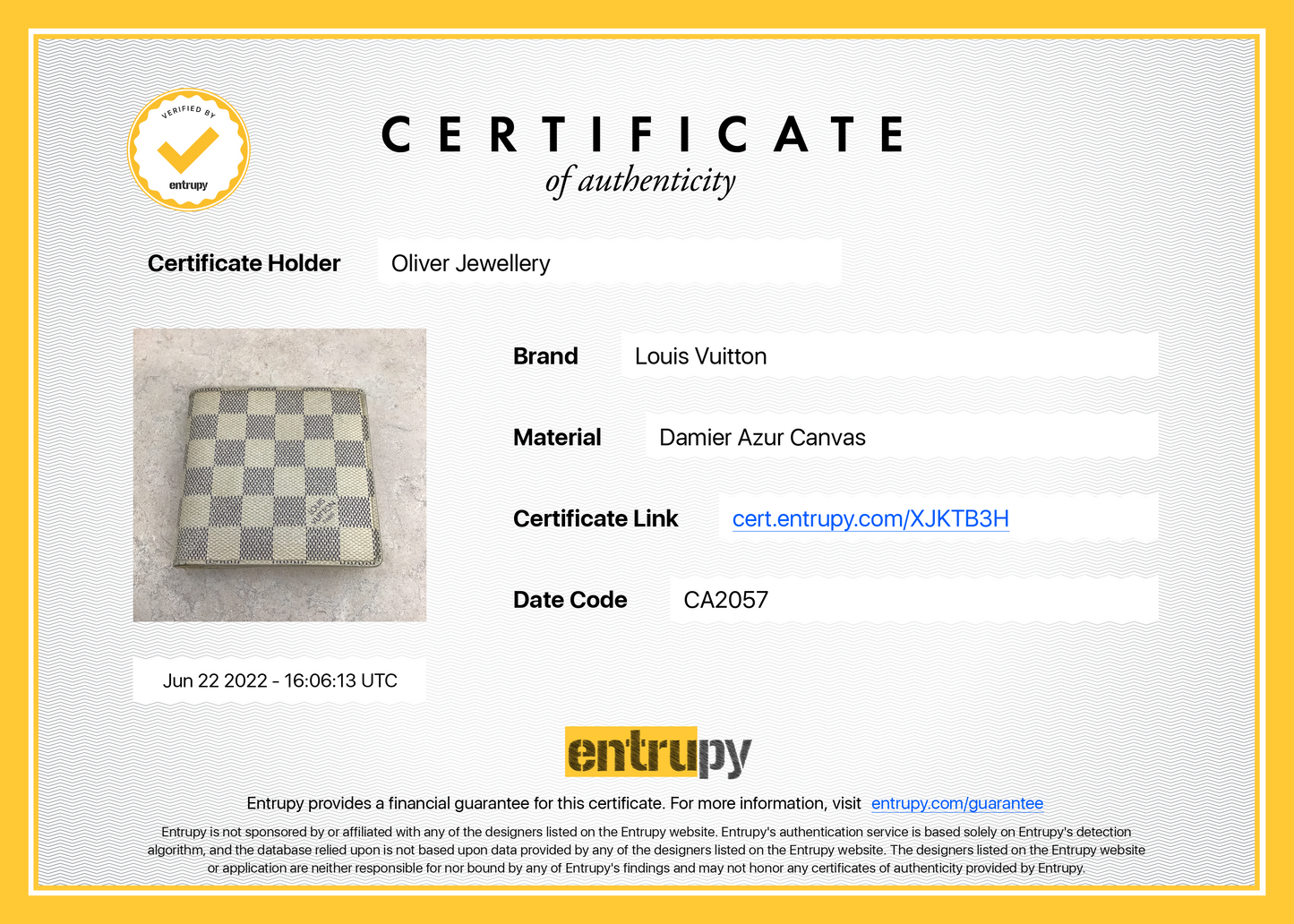 Louis Vuitton Damier Azur Marco Wallet
