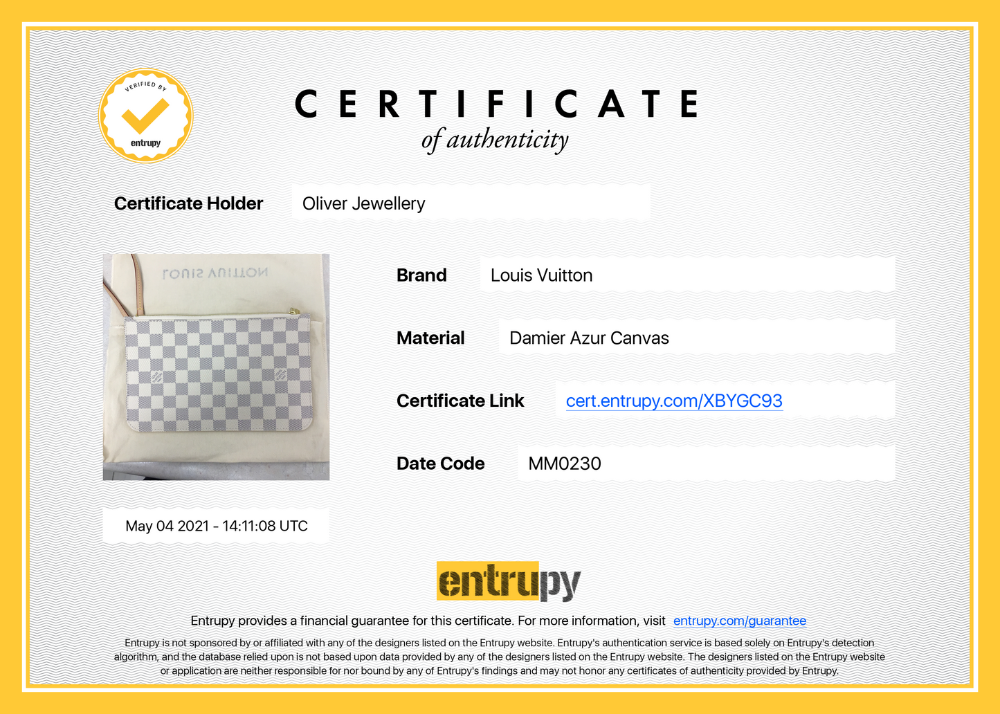 Louis Vuitton Damier Azur Neverfull Pochette