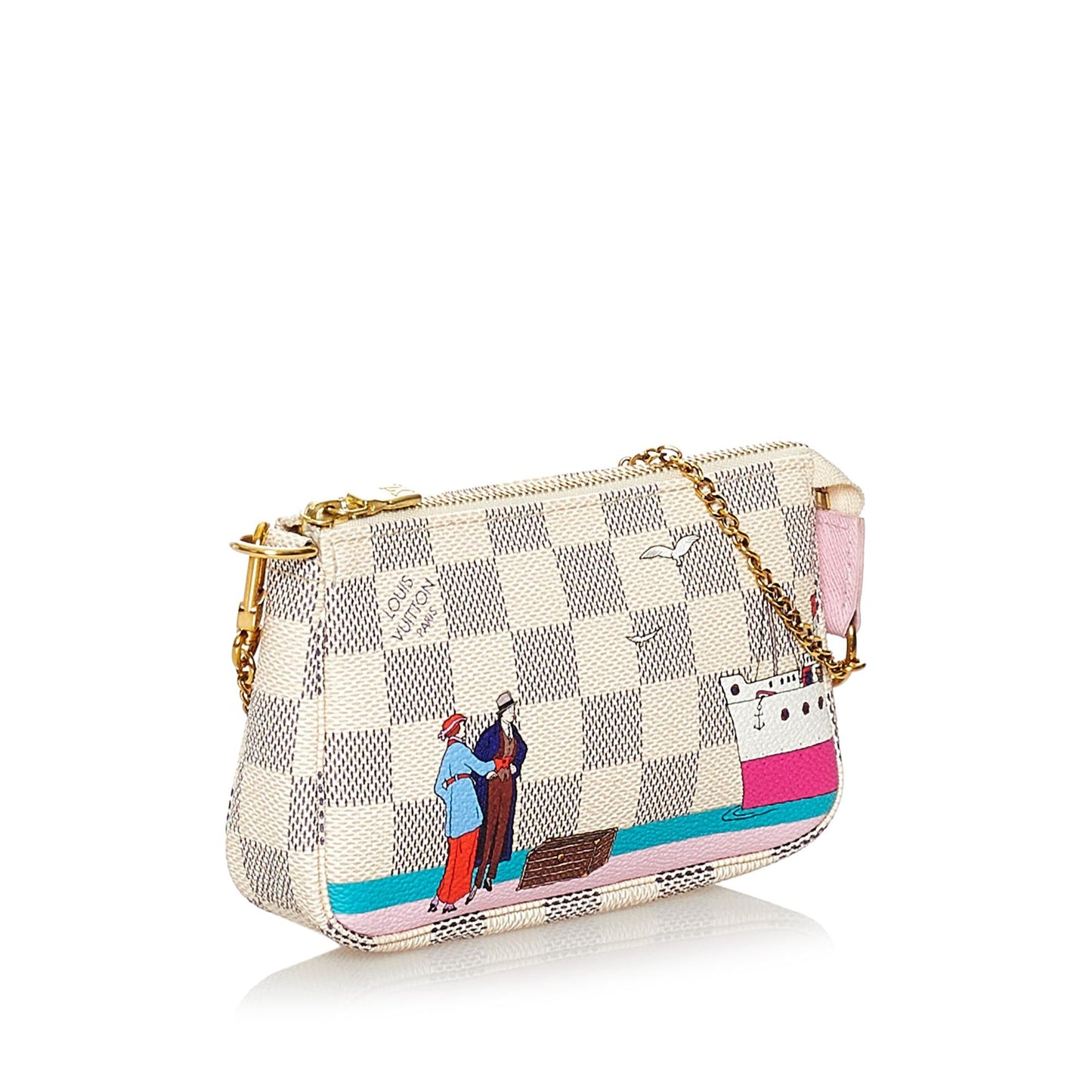 Louis Vuitton Damier Azur Pochette Accessories Illustre Transatlantic (SHG-32270)
