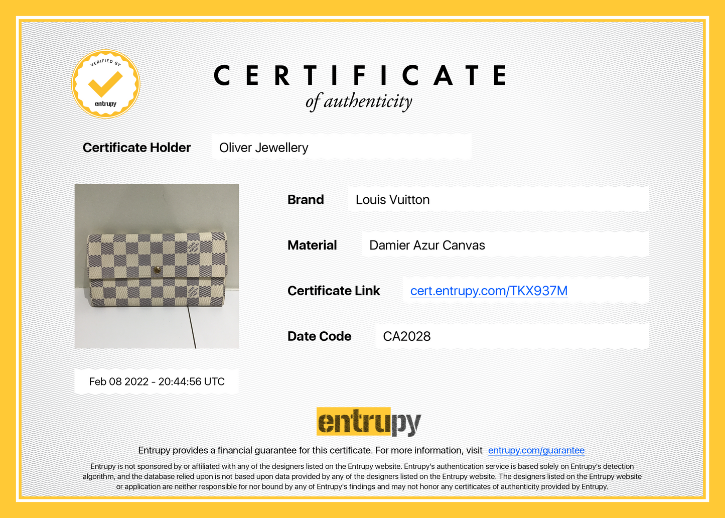 Louis Vuitton Damier Azur Sarah Wallet