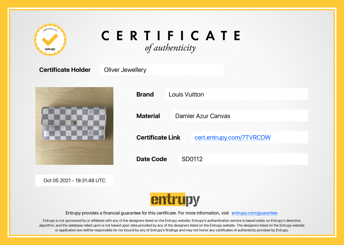 Louis Vuitton Damier Azur Sarah Wallet
