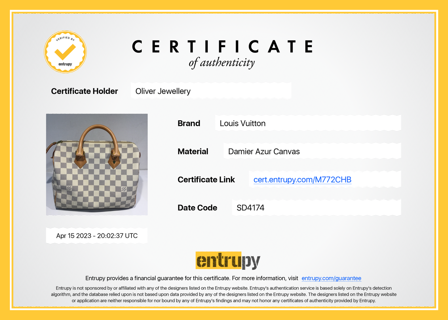 Louis Vuitton Damier Azur Speedy 25