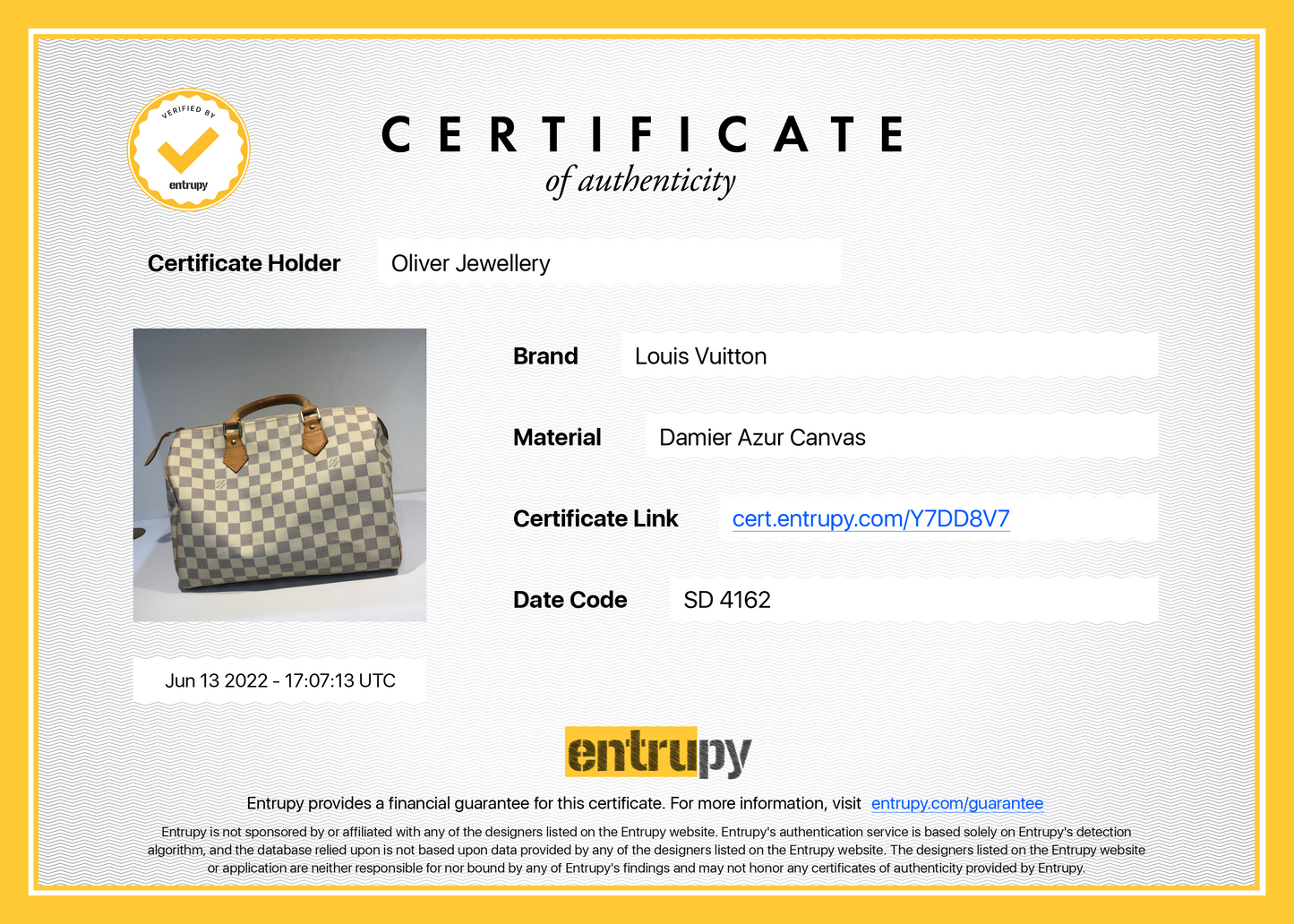 Louis Vuitton Damier Azur Speedy 30