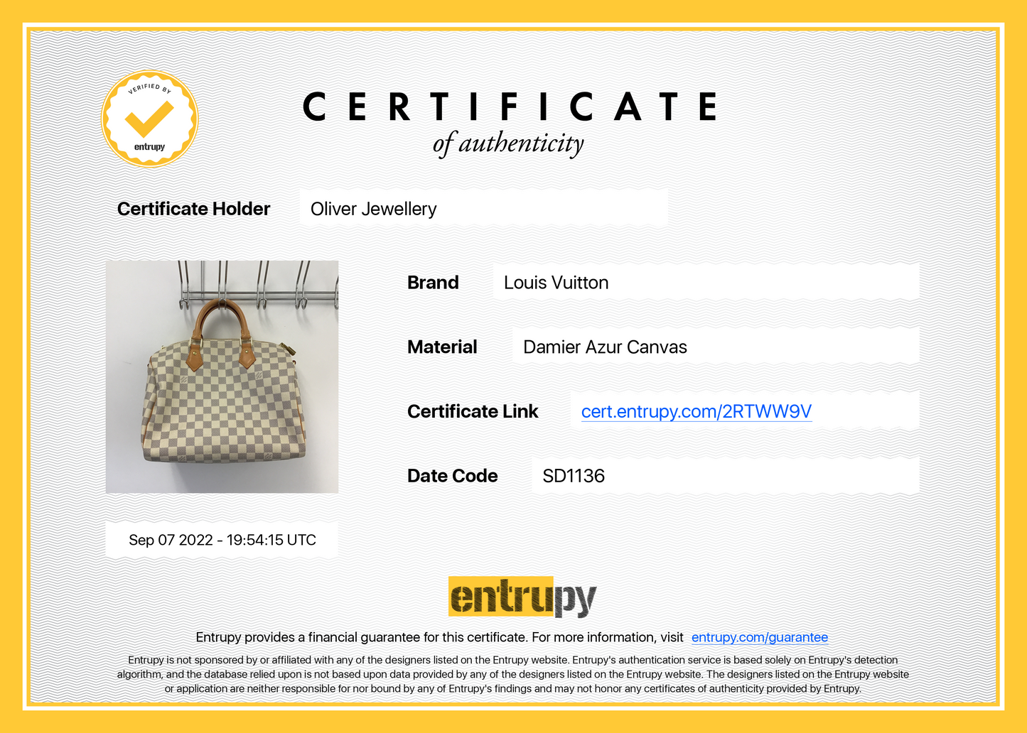 Louis Vuitton Damier Azur Speedy Bandouliere 30