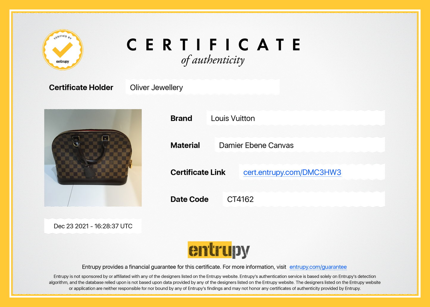 Louis Vuitton Damier Ebene Alma PM