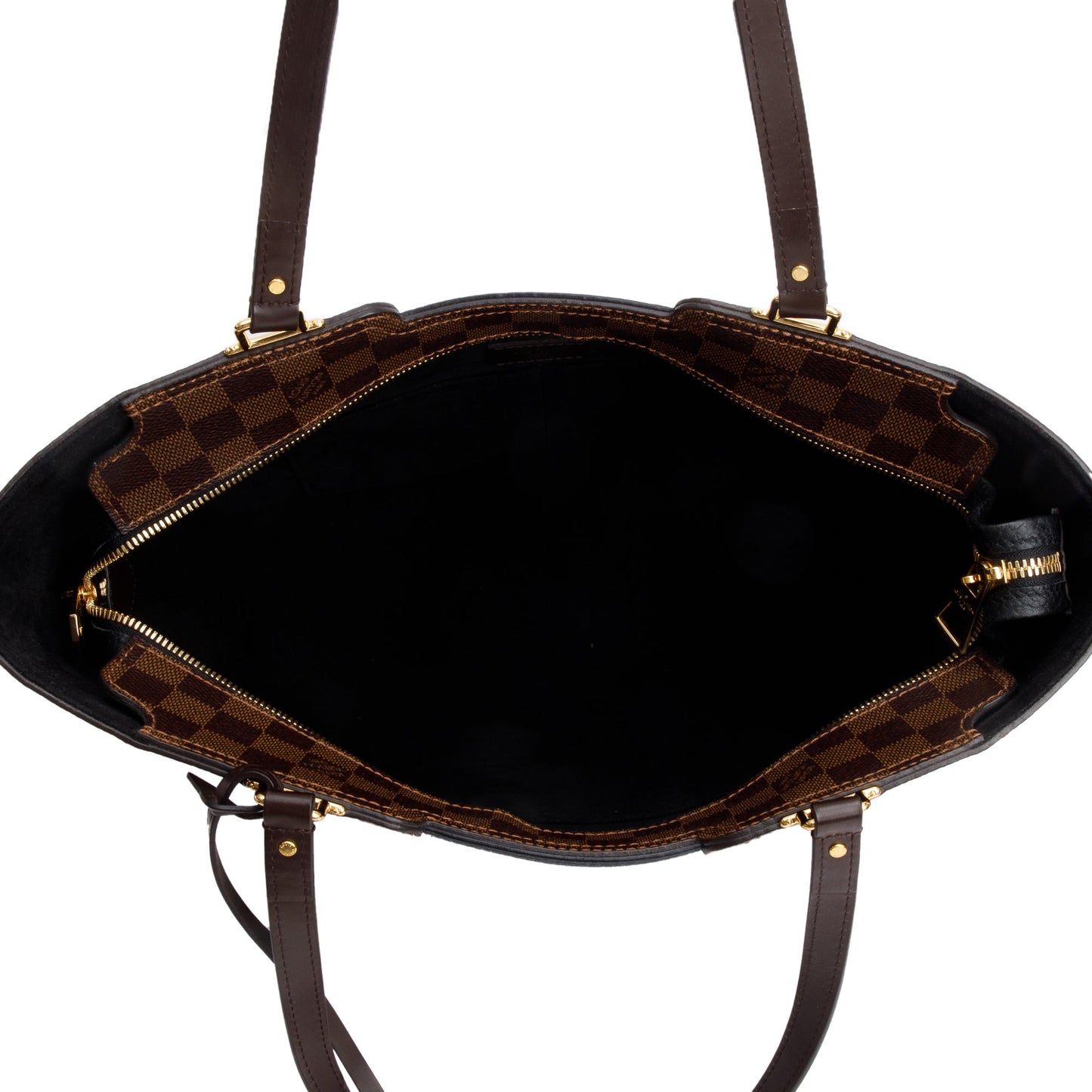 Louis Vuitton Damier Ebene Black Taurillon Leather Trim Jersey Tote
