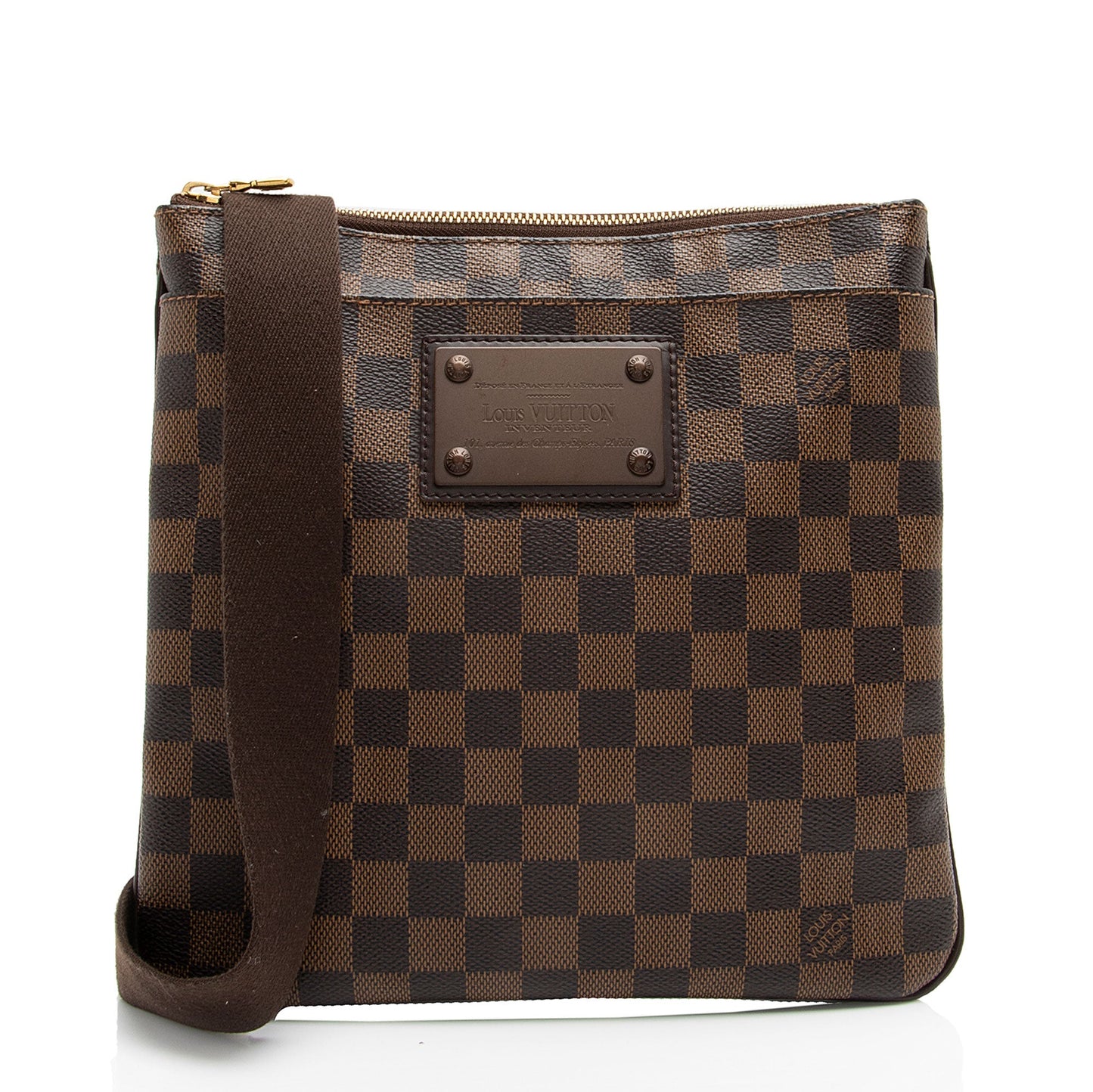 Louis Vuitton Damier Ebene Brooklyn Pochette Plate Flat Messenger (SHF-Gr10sB)