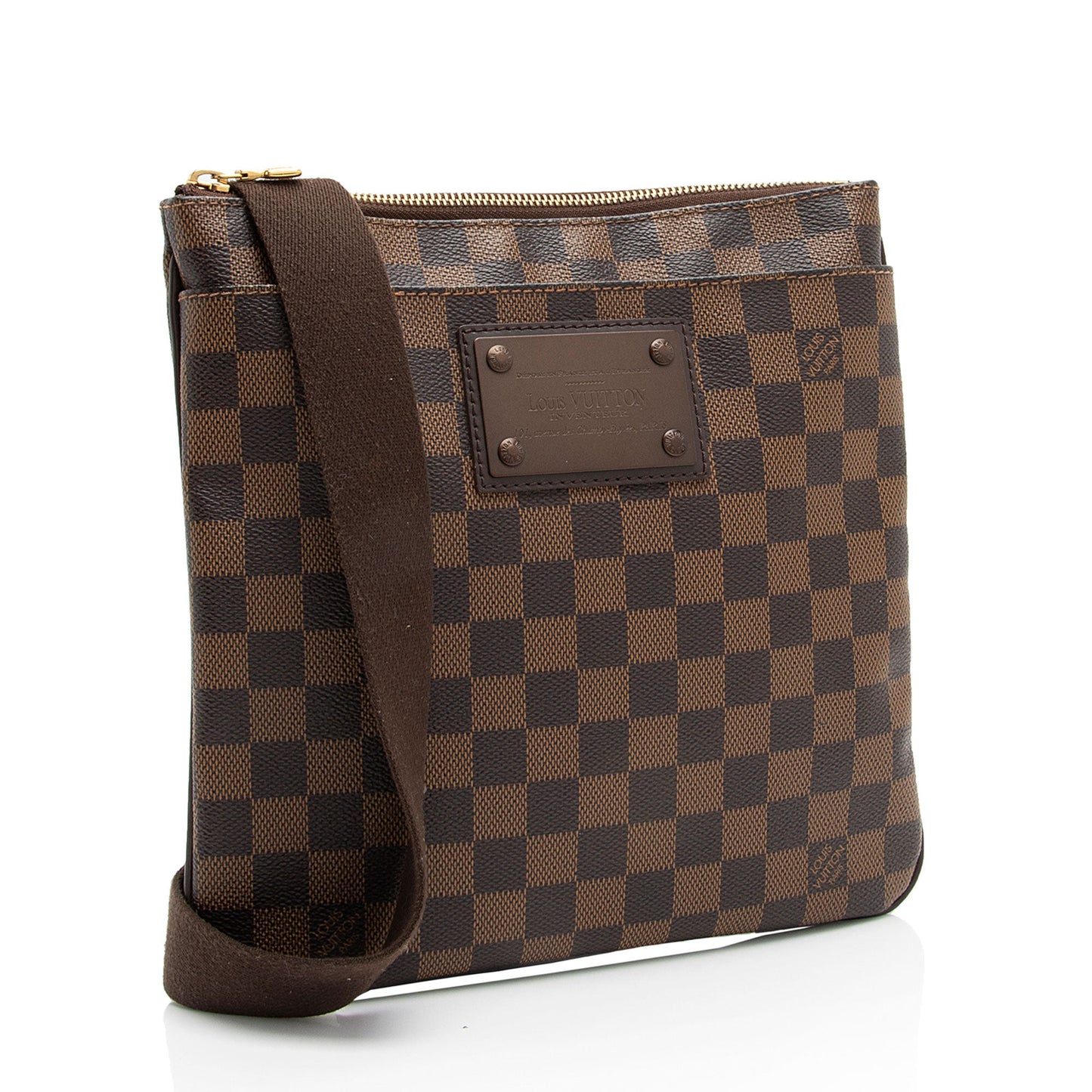 Louis Vuitton Damier Ebene Brooklyn Pochette Plate Flat Messenger (SHF-Gr10sB)