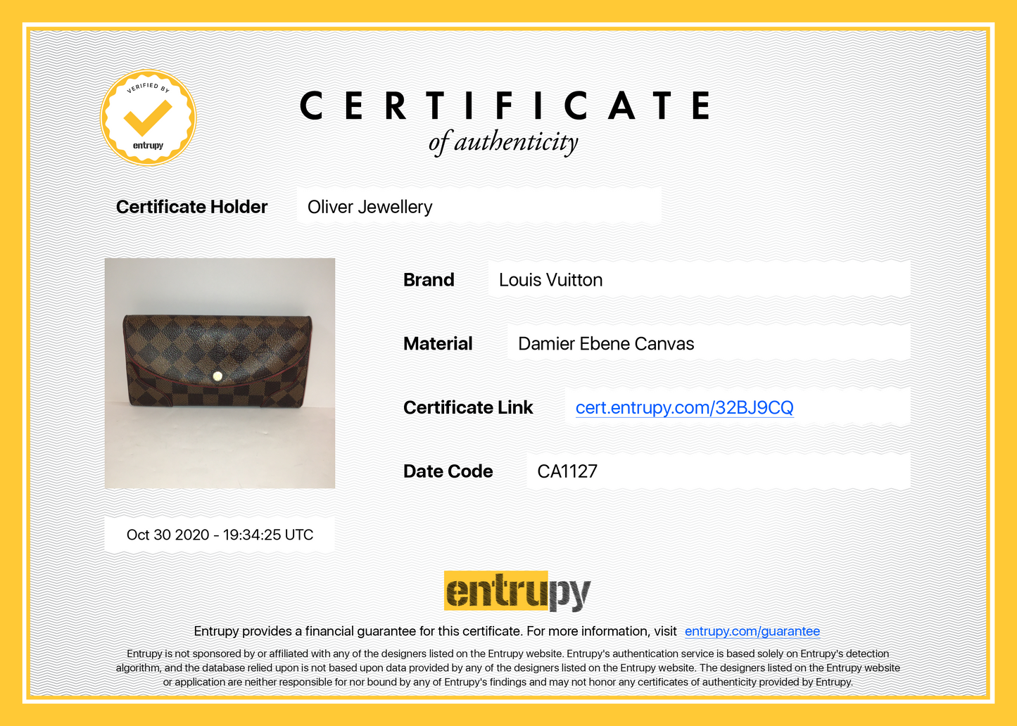 Louis Vuitton Damier Ebene Caissa Wallet