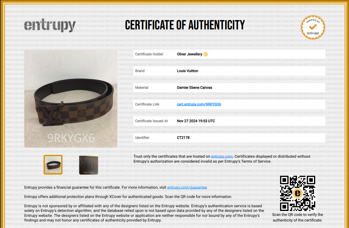 Louis Vuitton Damier Ebene Canvas LV Initials 40 MM Belt 90 36