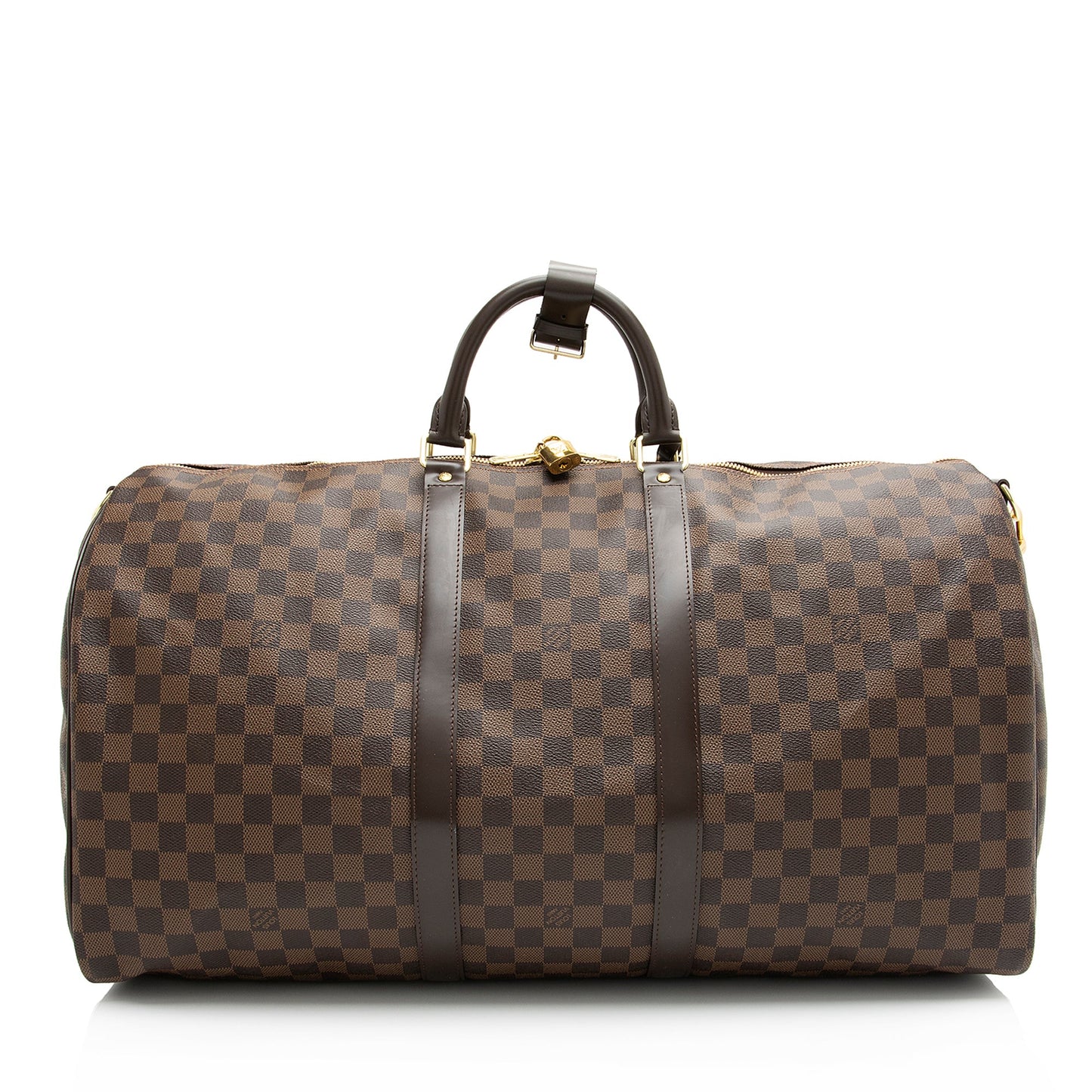 Louis Vuitton Damier Ebene Keepall Bandouliere 55 Duffle Bag (SHF-23762)