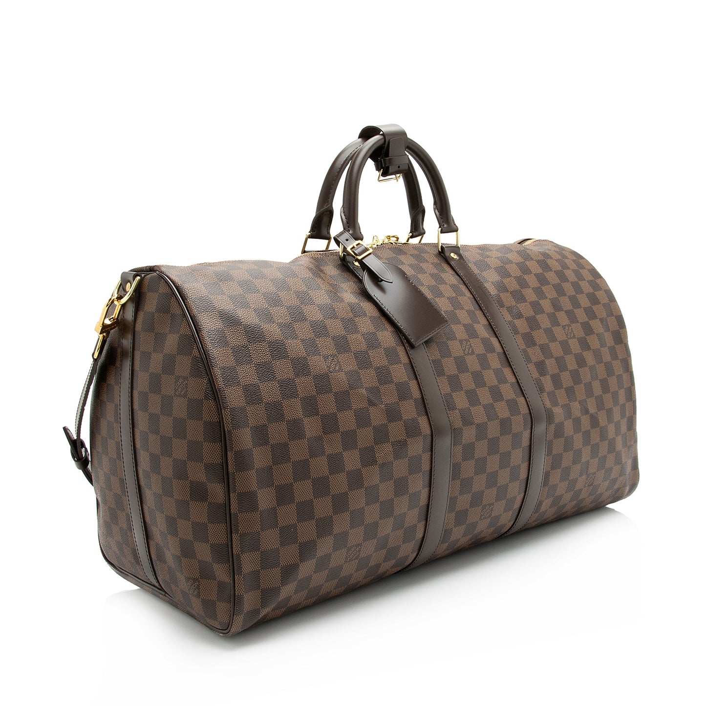 Louis Vuitton Damier Ebene Keepall Bandouliere 55 Duffle Bag (SHF-23762)