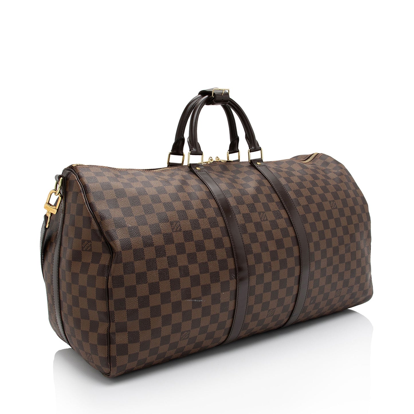 Louis Vuitton Damier Ebene Keepall Bandouliere 55 Duffle Bag (SHF-tEajPT)