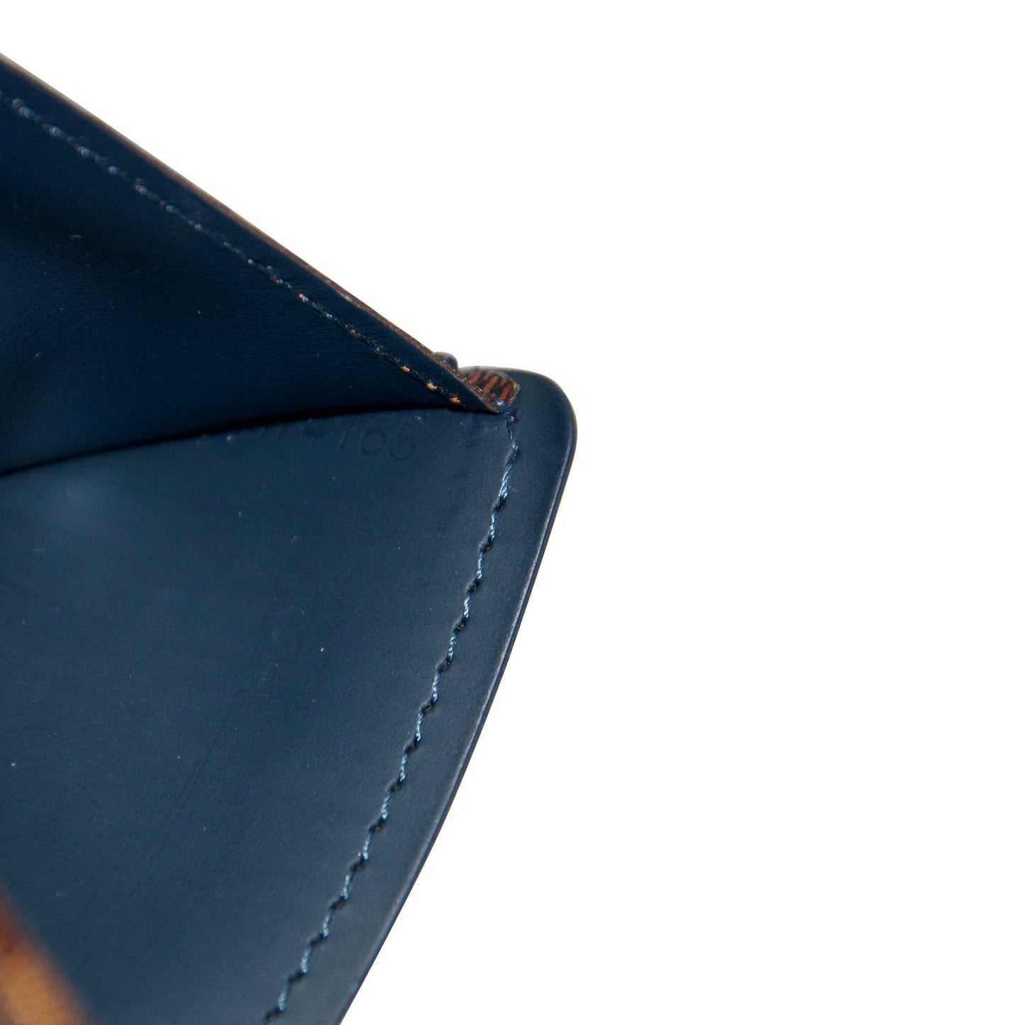 Louis Vuitton Damier Ebene Multiple Wallet with Bleu Calfskin