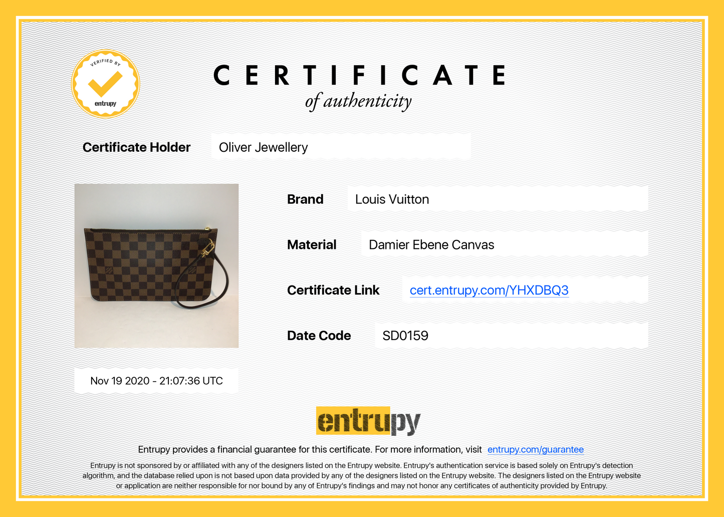 Louis Vuitton Damier Ebene Neverfull Pochette