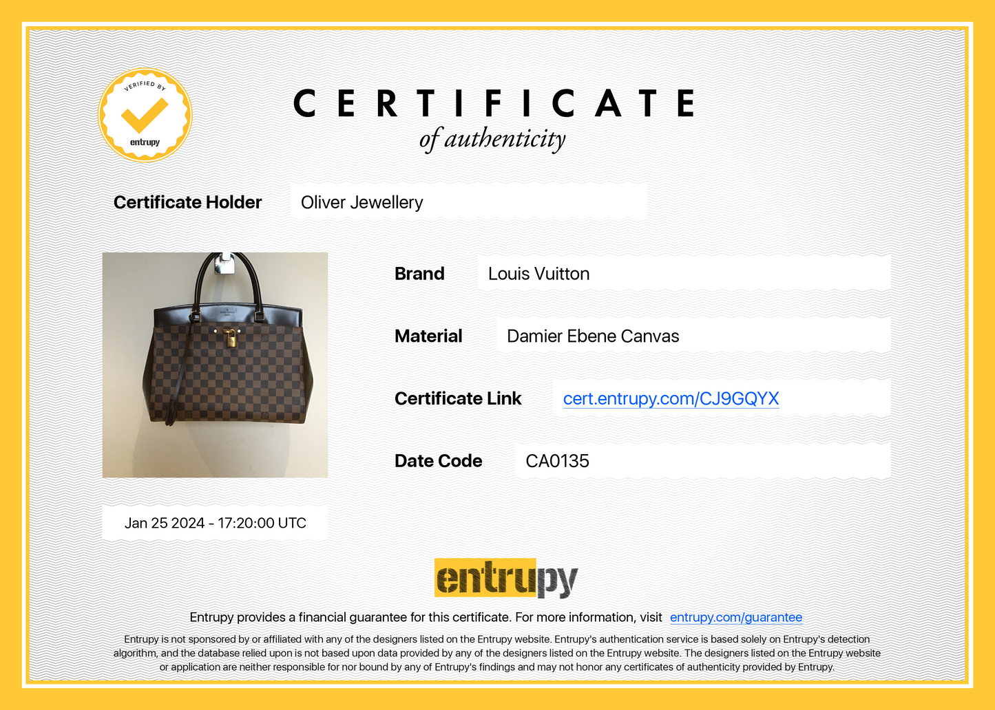 Louis Vuitton Damier Ebene Rivoli MM Handle bag