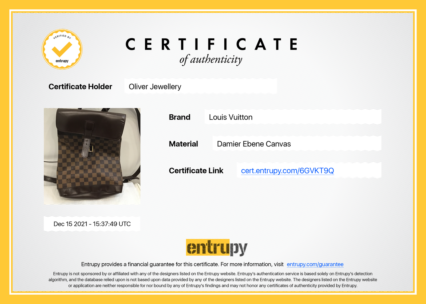 Louis Vuitton Damier Ebene Soho Backpack