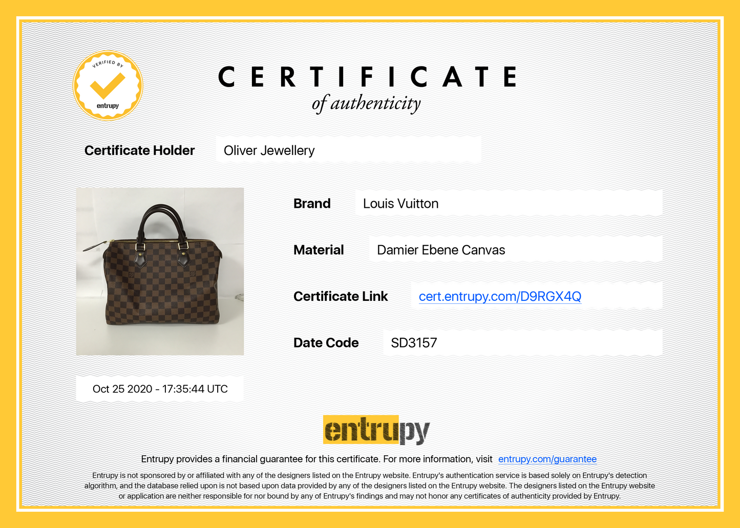 Louis Vuitton Damier Ebene Speedy 30
