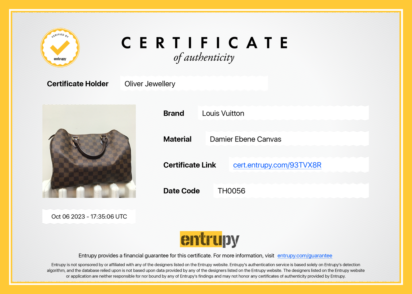 Louis Vuitton Damier Ebene Speedy 30